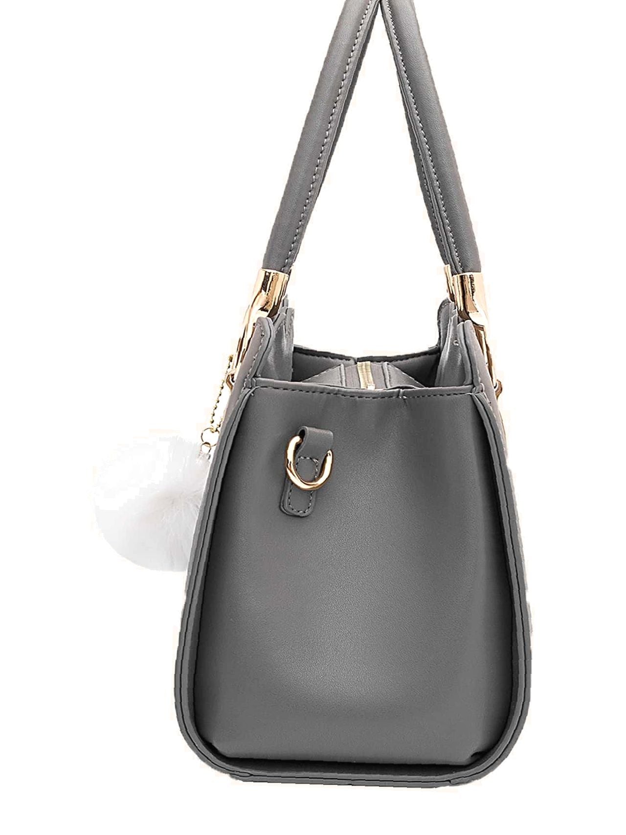 Futurecen - Faux Leather Scalloped Handbag  - Women Tote Bags