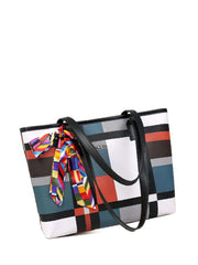 Futurecen - Twilly Scarf Decor Geometric Print Tote Bag  - Women Tote Bags