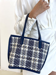 Futurecen - Tartan Tote Bag with Inner Pouch  - Women Tote Bags