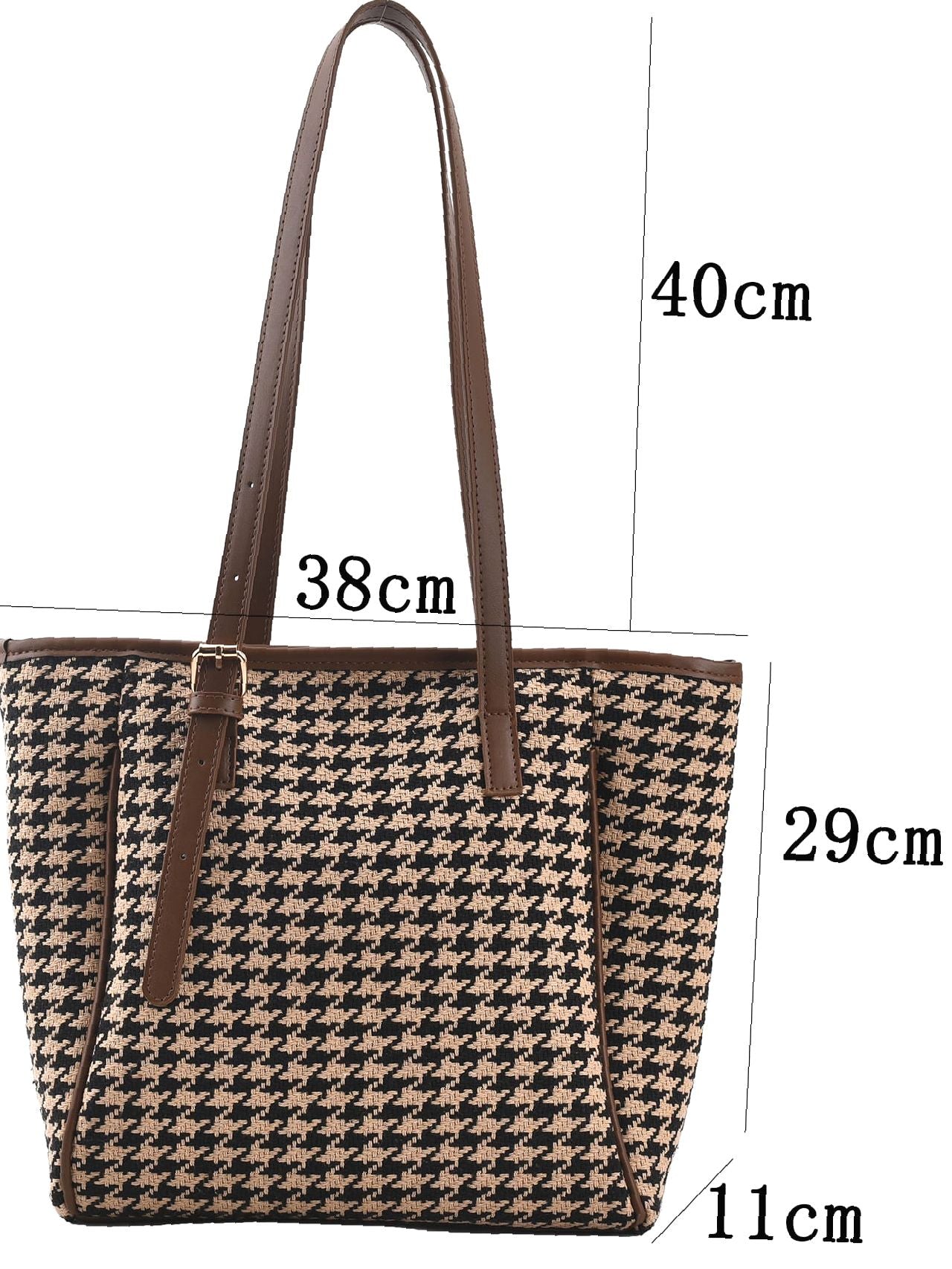 Futurecen - Letter Graphic Tape Decor Contrast Binding Shoulder Tote Bag  - Women Tote Bags