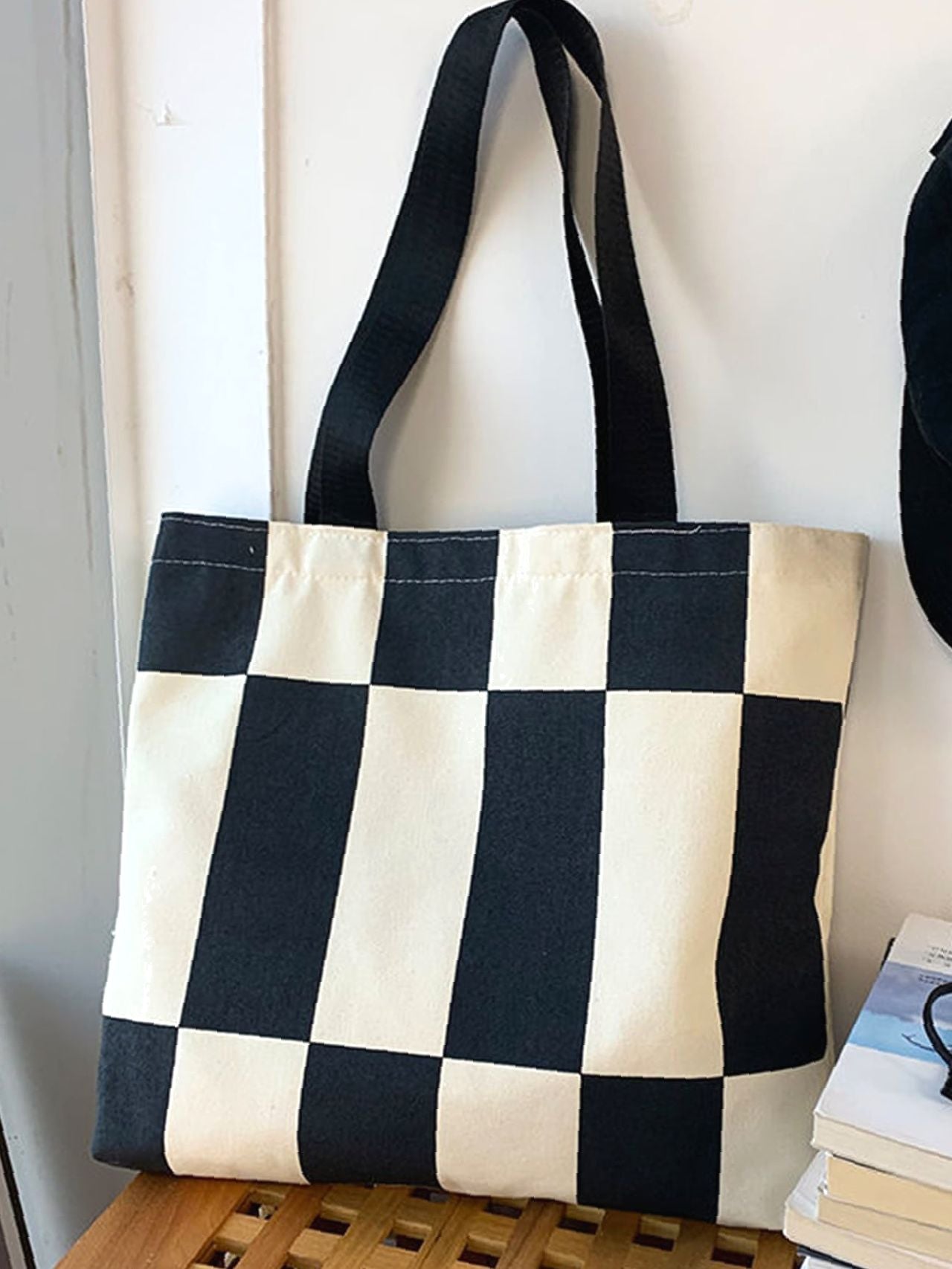 Futurecen - Two Tone Geometric Graphic Shopper Bag  - Women Tote Bags