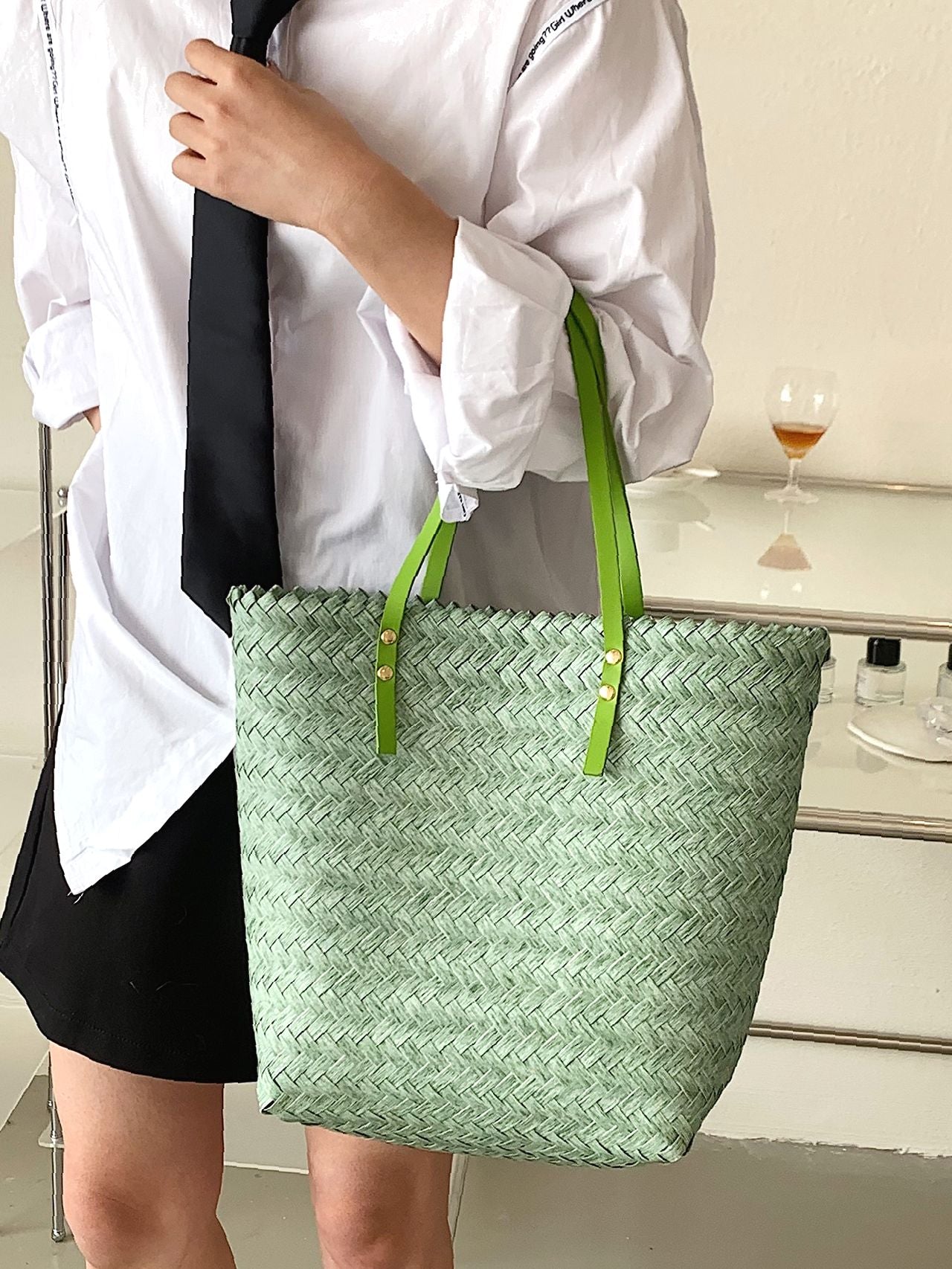 Futurecen - Minimalist Large Capacity Straw Bag  - Women Tote Bags