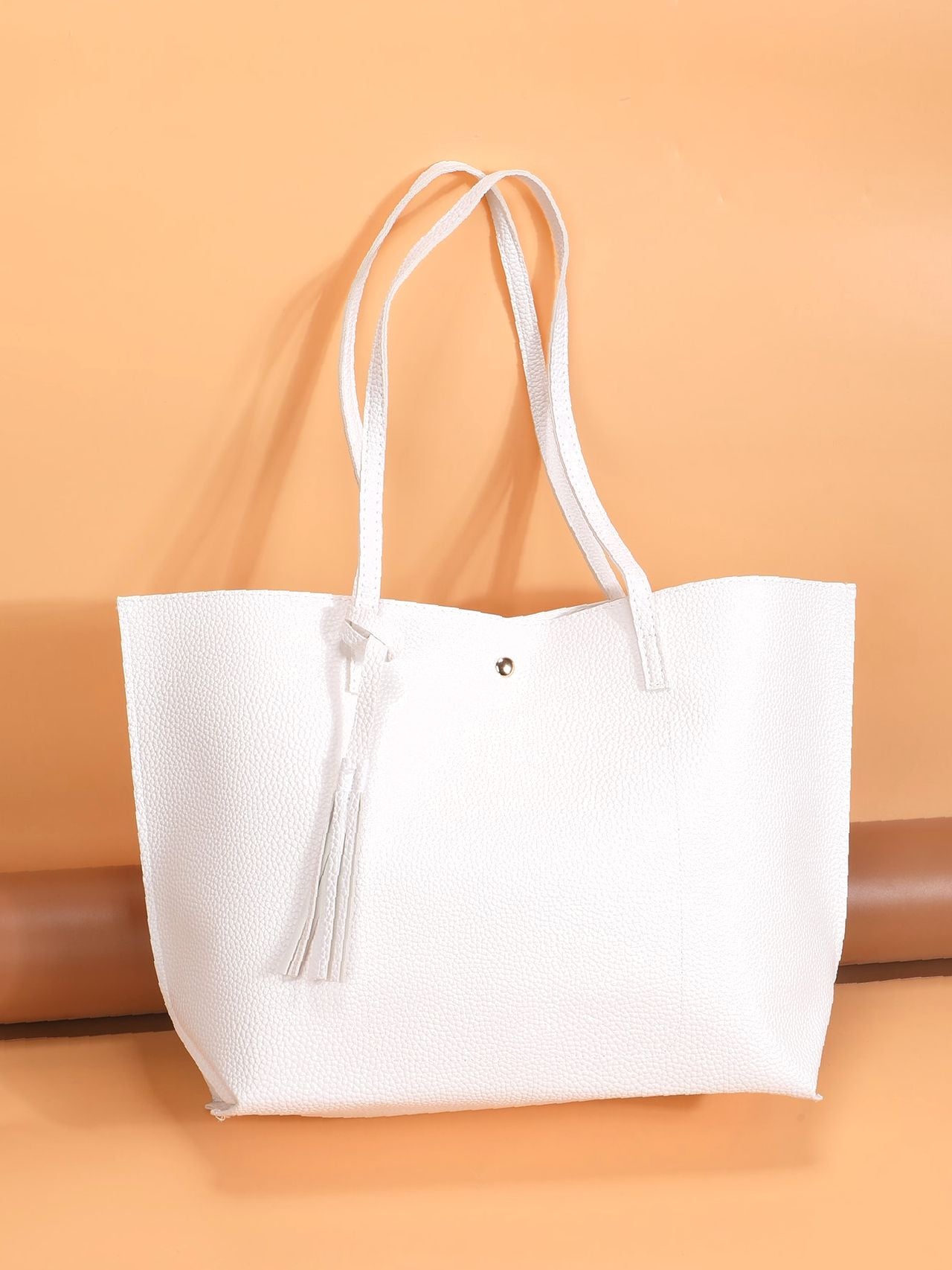 Futurecen - Pebble Embossed Tassel Decor Tote Bag  - Women Tote Bags