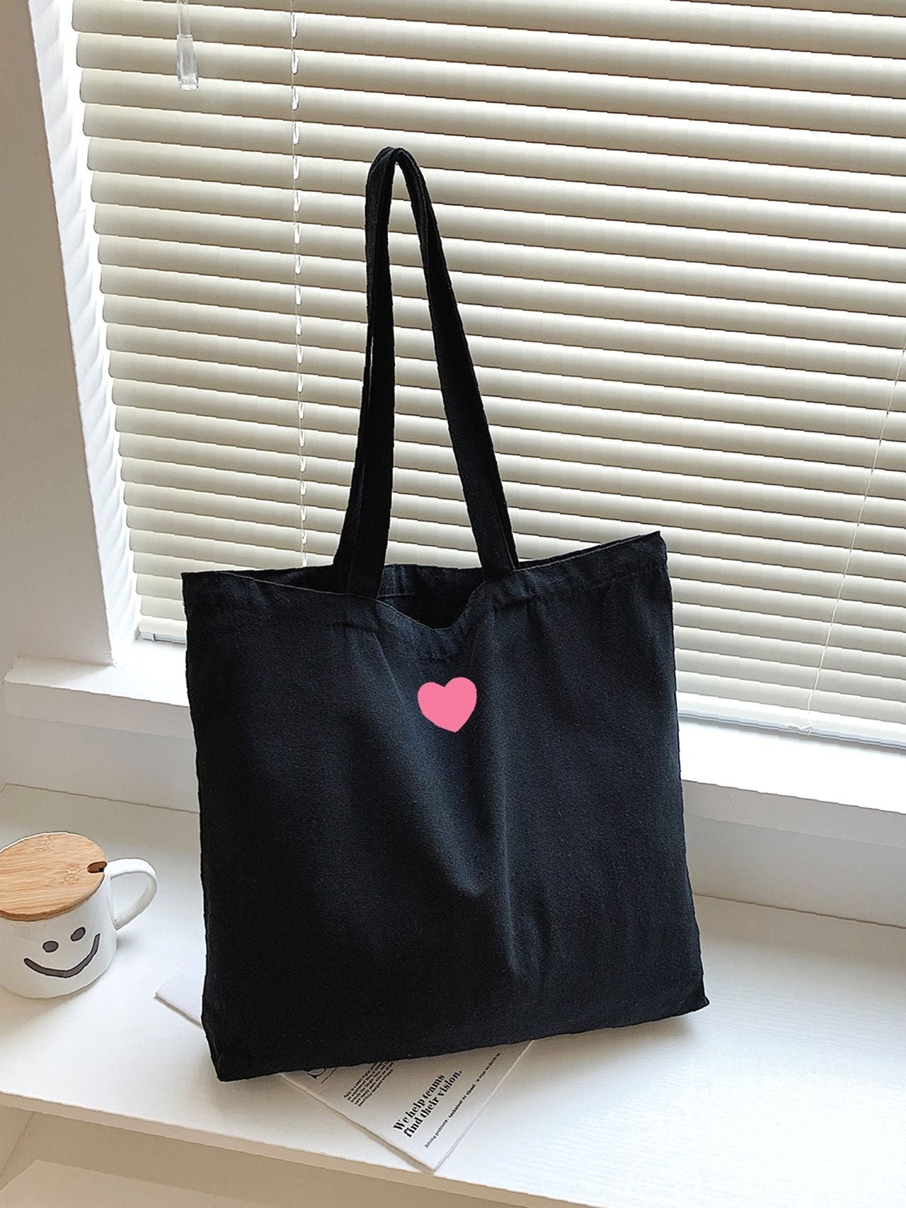 Futurecen - Heart Graphic Shopper Bag  - Women Tote Bags