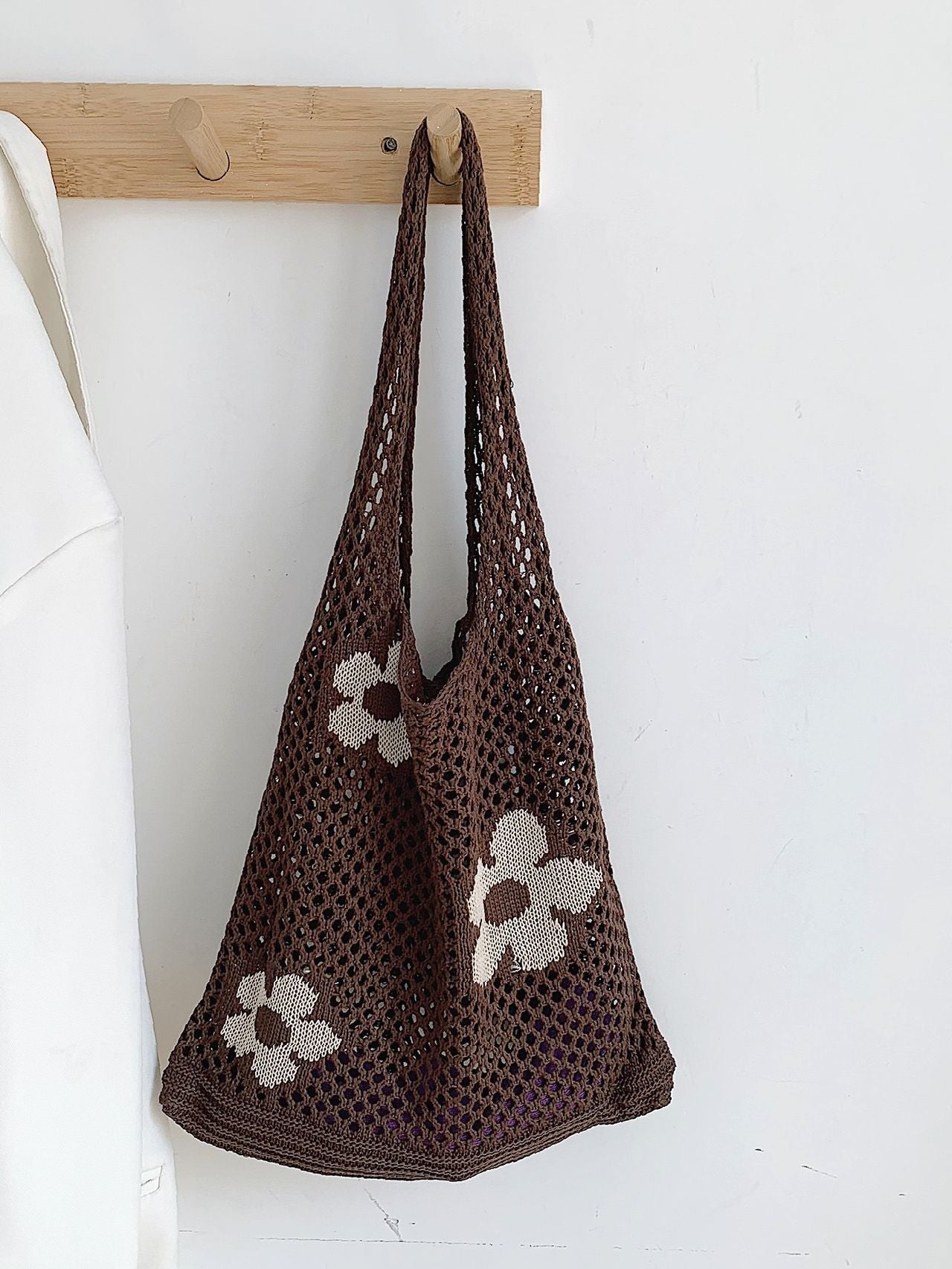 Futurecen - Floral Pattern Crochet Tote Bag  - Women Tote Bags