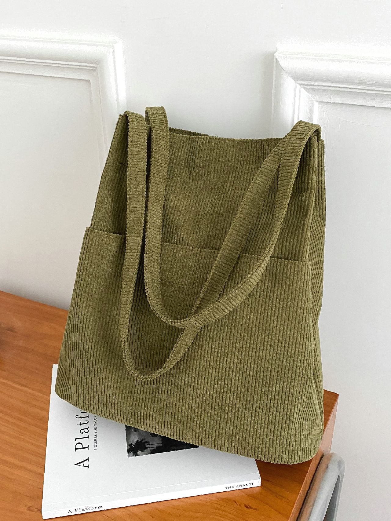 Futurecen - Minimalist Corduroy Tote Bag  - Women Tote Bags