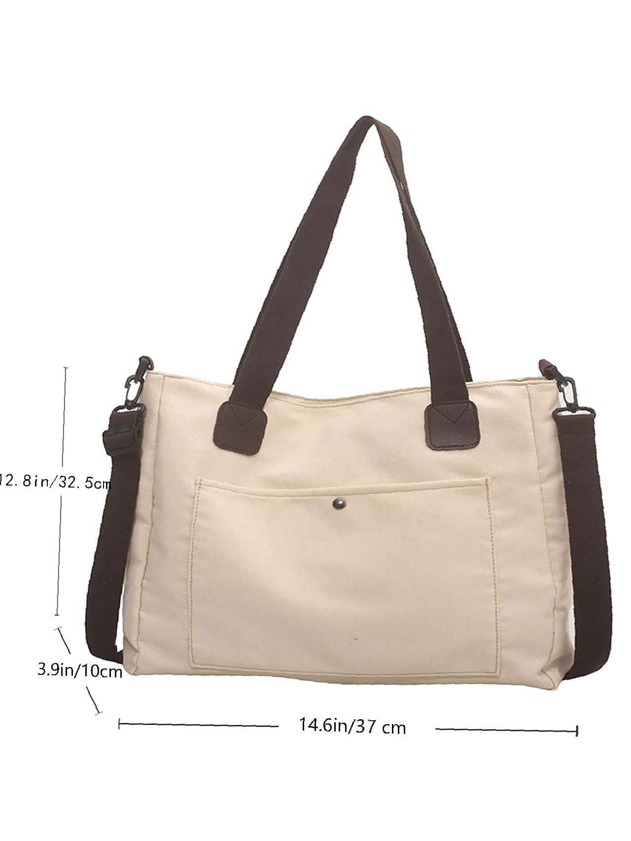 Futurecen - Contrast Binding Snap Button Detail Shopper Bag  - Women Tote Bags