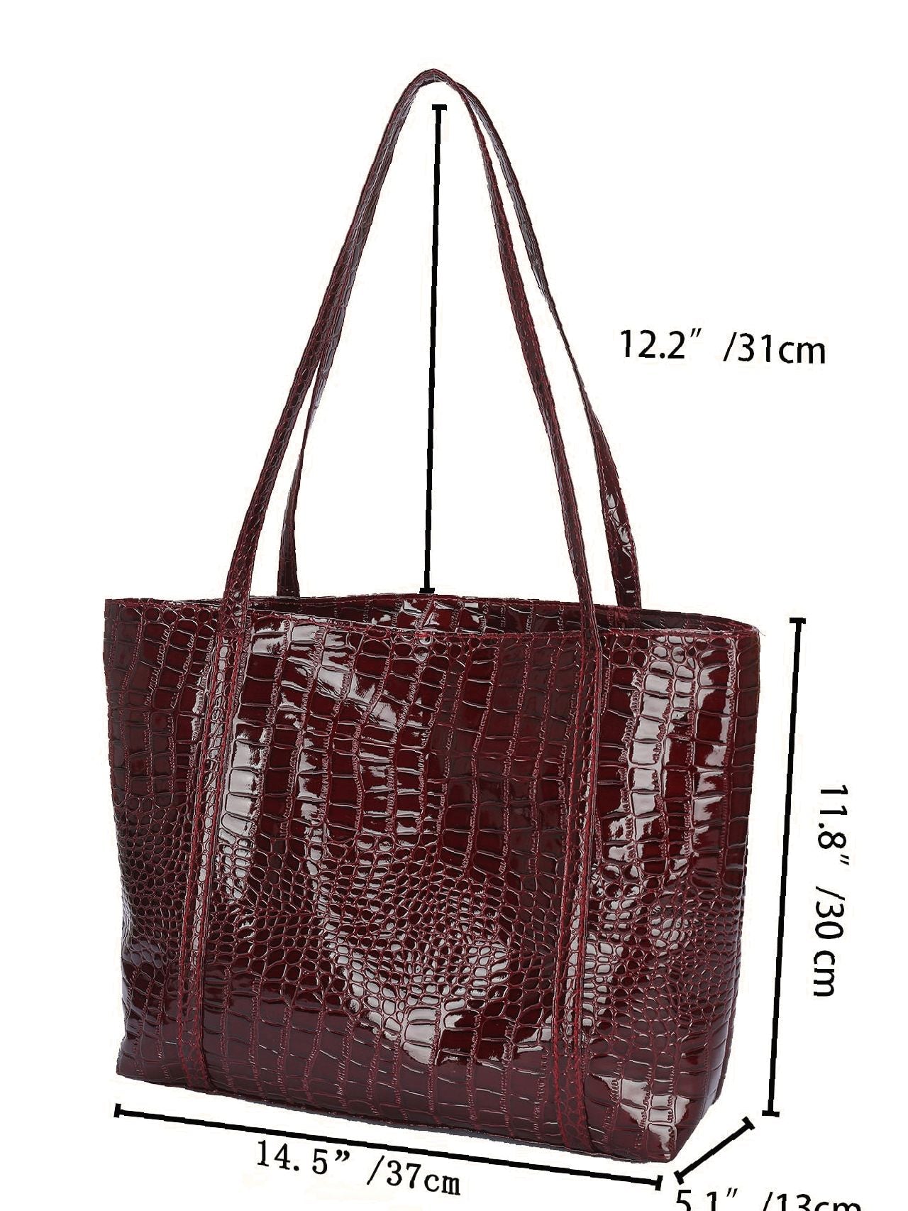 Futurecen - Crocodile Embossed Pattern Shoulder Tote Bag  - Women Tote Bags