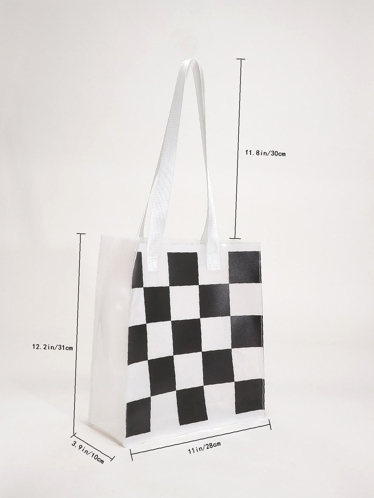 Futurecen - Clear Checkered Graphic Tote Bag  - Women Tote Bags