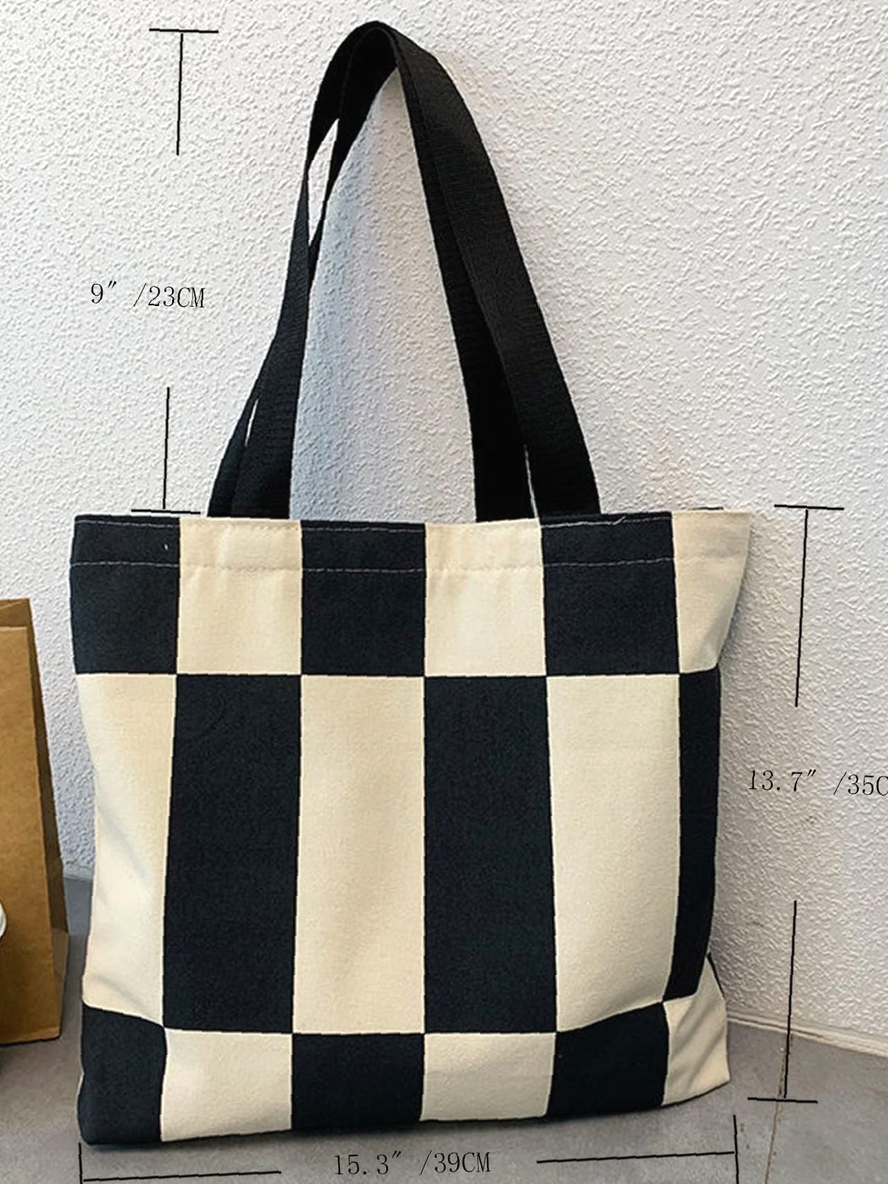 Futurecen - Two Tone Geometric Graphic Shopper Bag  - Women Tote Bags