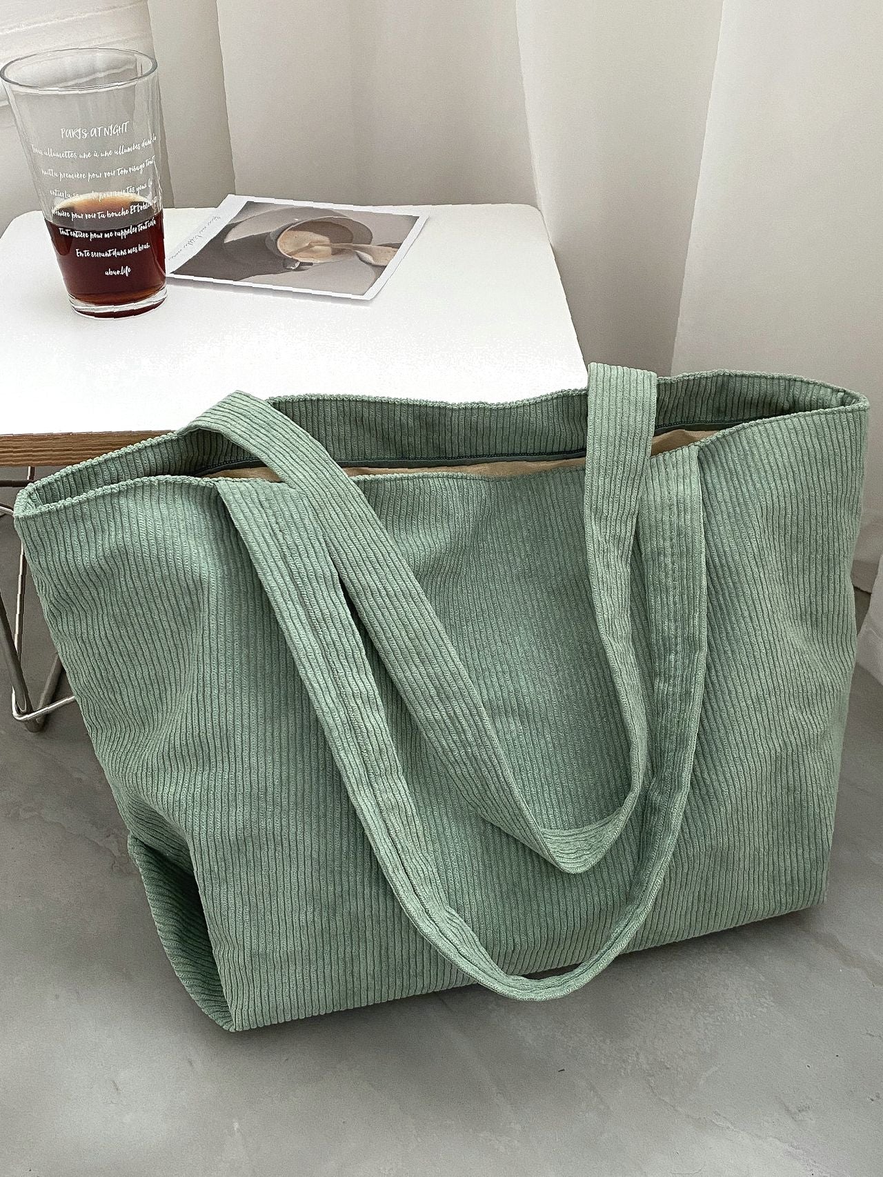 Futurecen - Minimalist Corduroy Shoulder Tote Bag  - Women Tote Bags