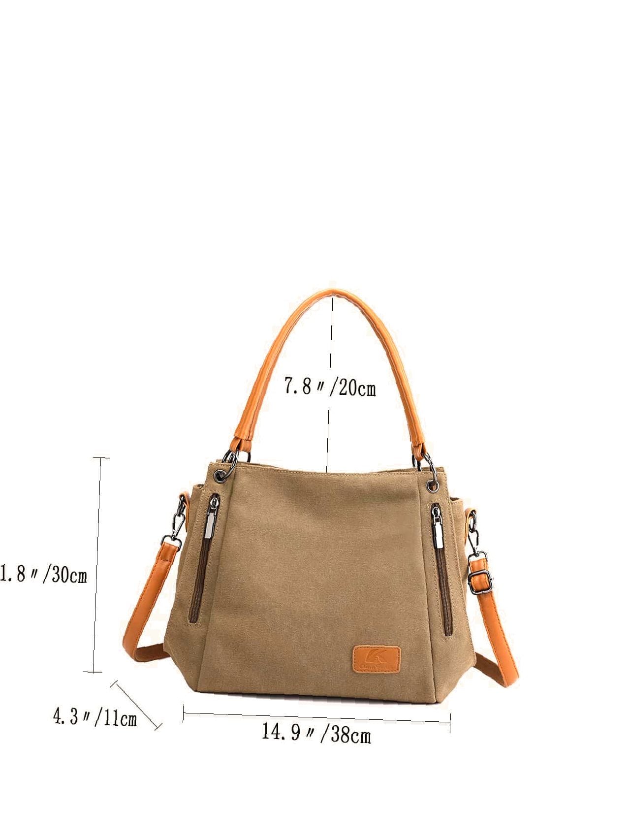 Futurecen - Zipper Decor Two Tone Shoulder Tote Bag  - Women Tote Bags