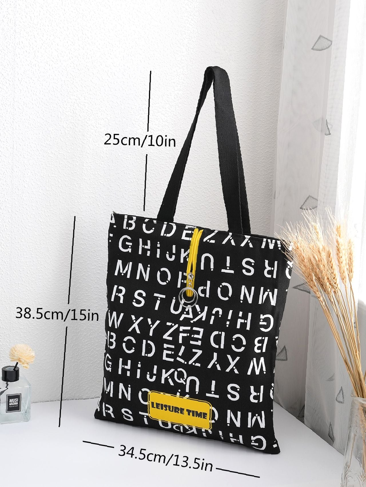 Futurecen - Letter Graphic Shoulder Tote Bag  - Women Tote Bags