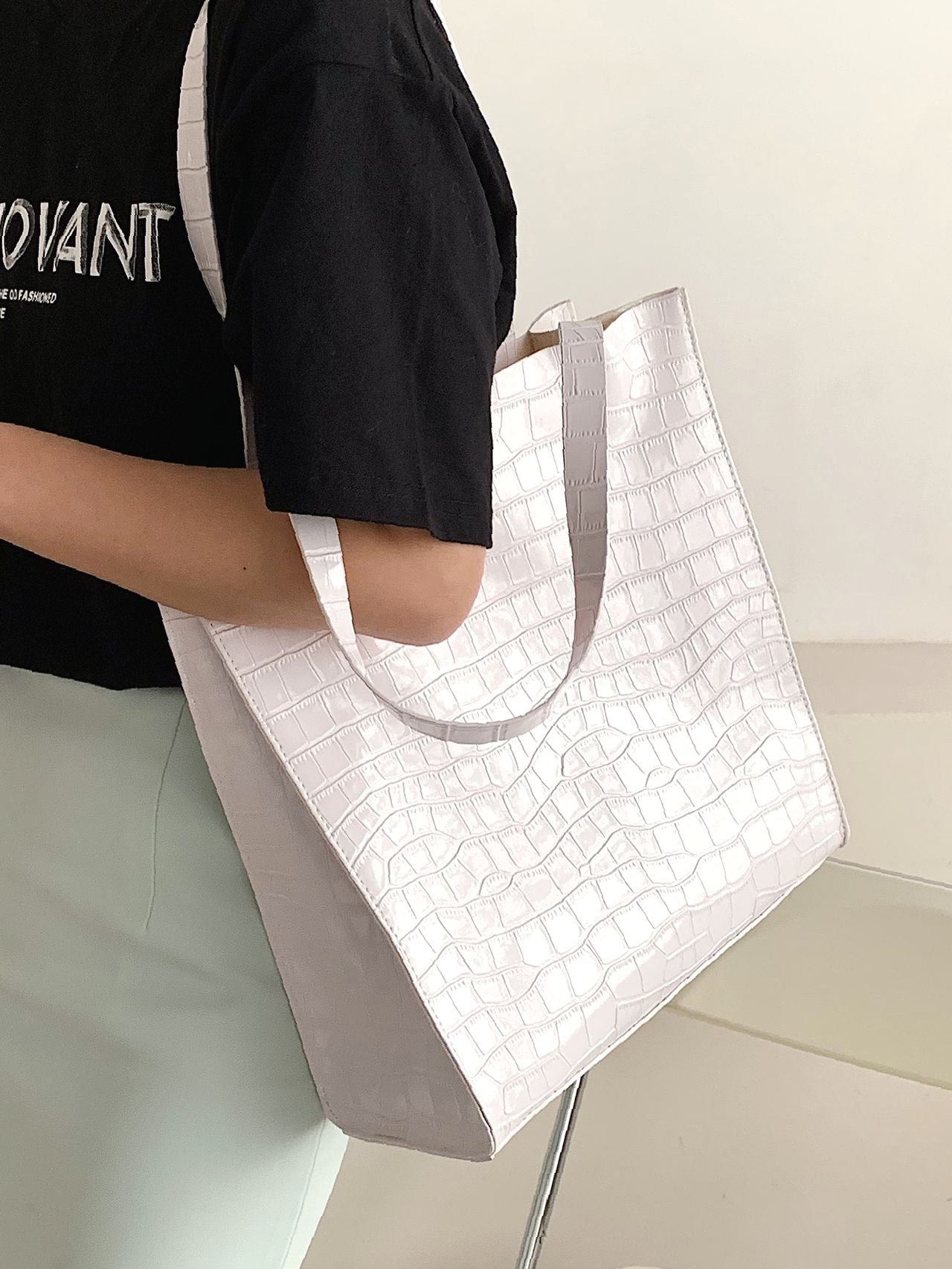 Futurecen - Croc Embossed Tote Bag  - Women Tote Bags