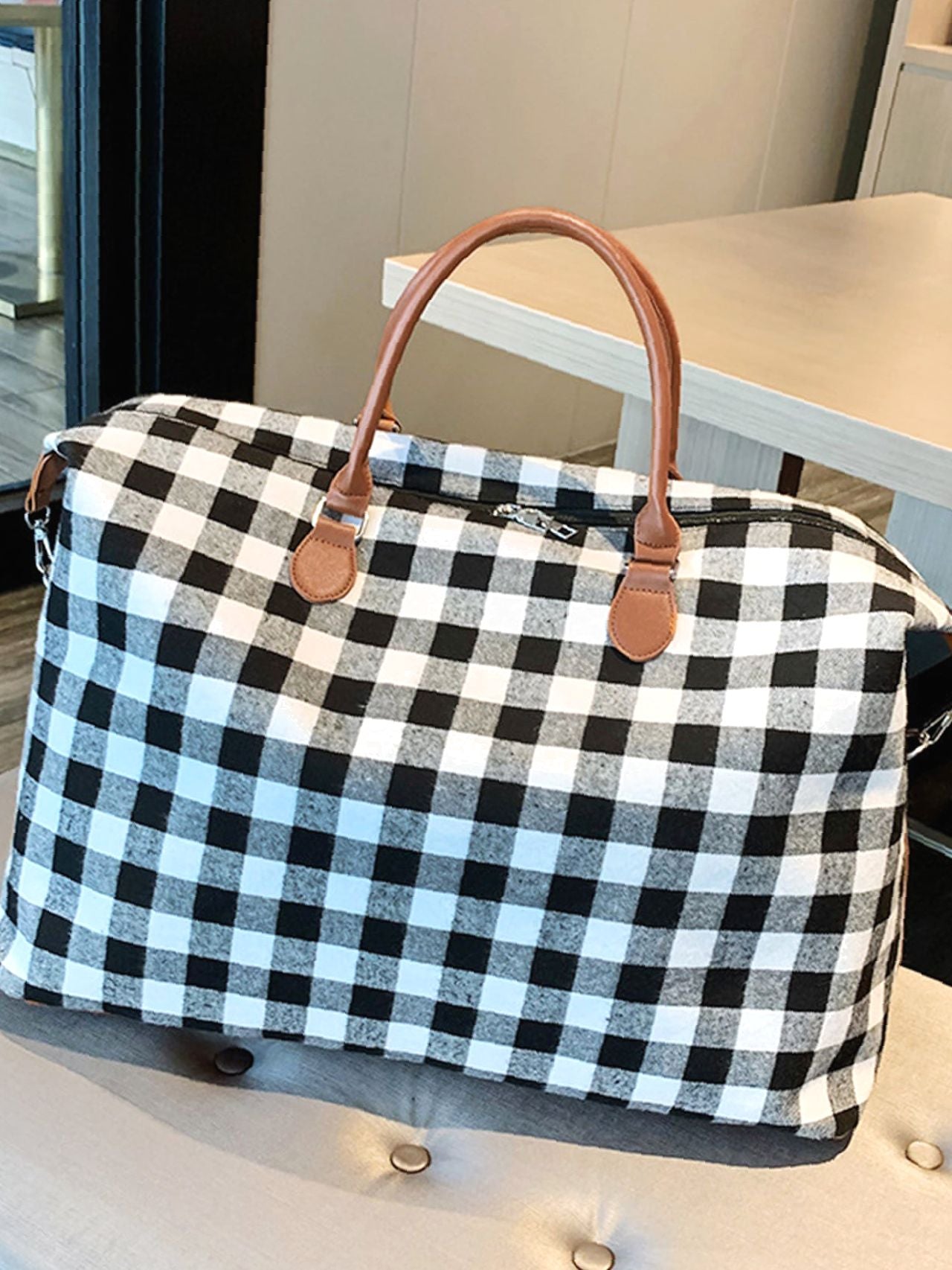 Futurecen - Gingham Pattern Tote Bag  - Women Tote Bags