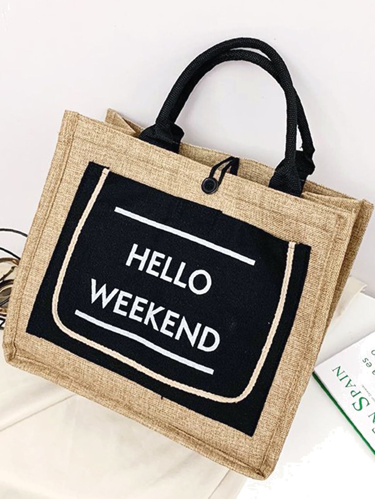 Futurecen - Slogan Graphic Top Handle Bag  - Women Tote Bags