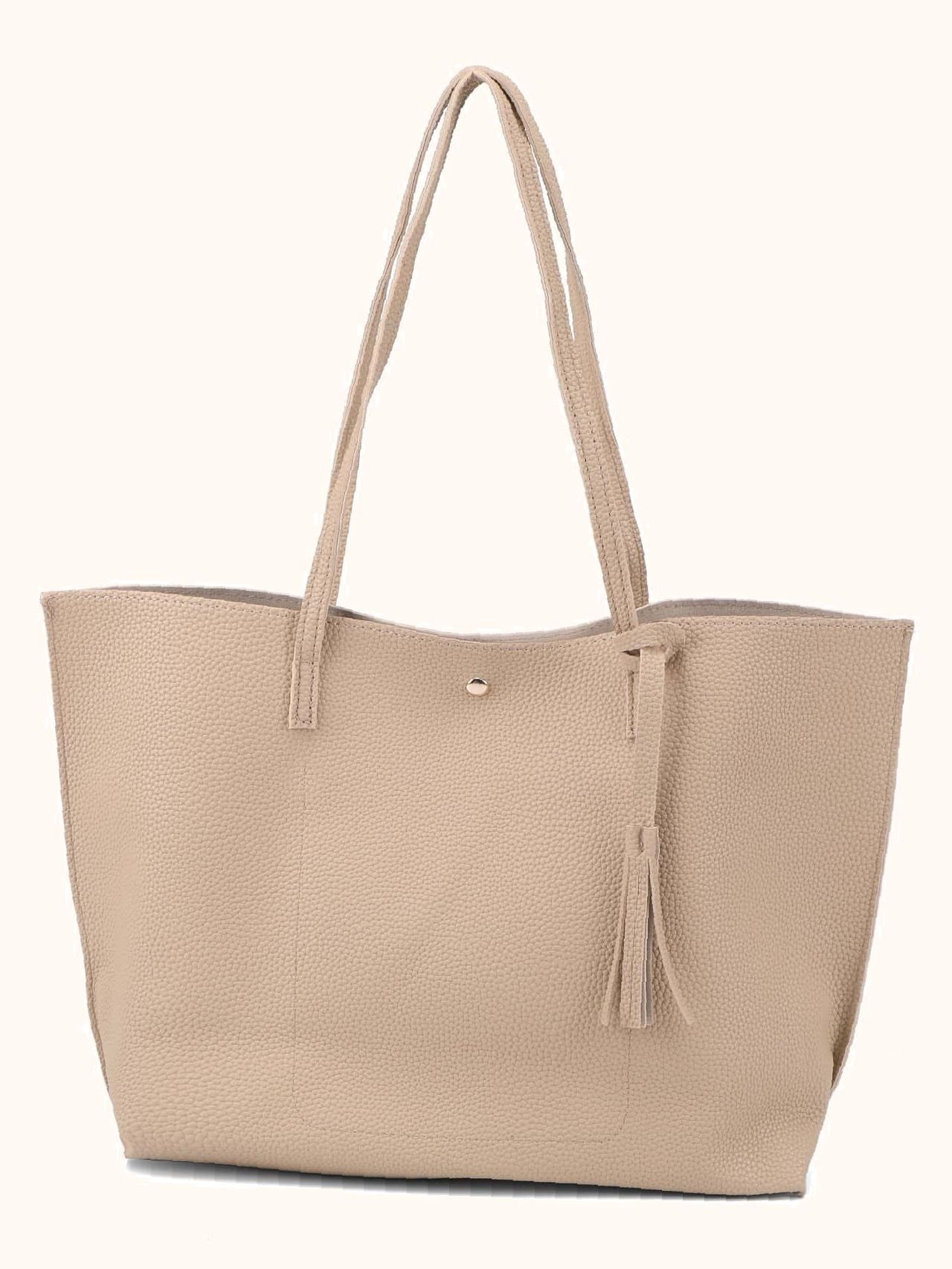 Futurecen - Pebble Embossed Tassel Decor Tote Bag  - Women Tote Bags