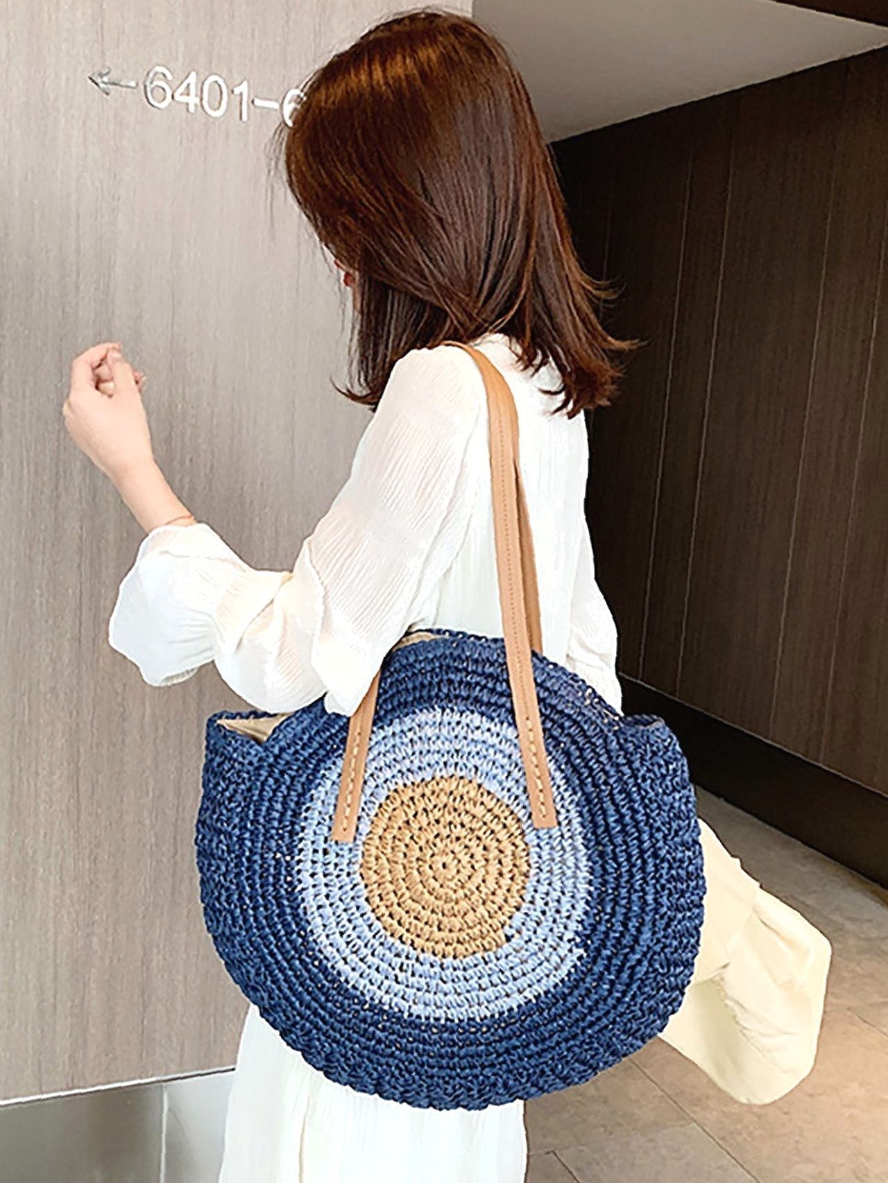 Futurecen - Circle Straw Shoulder Tote Bag  - Women Tote Bags