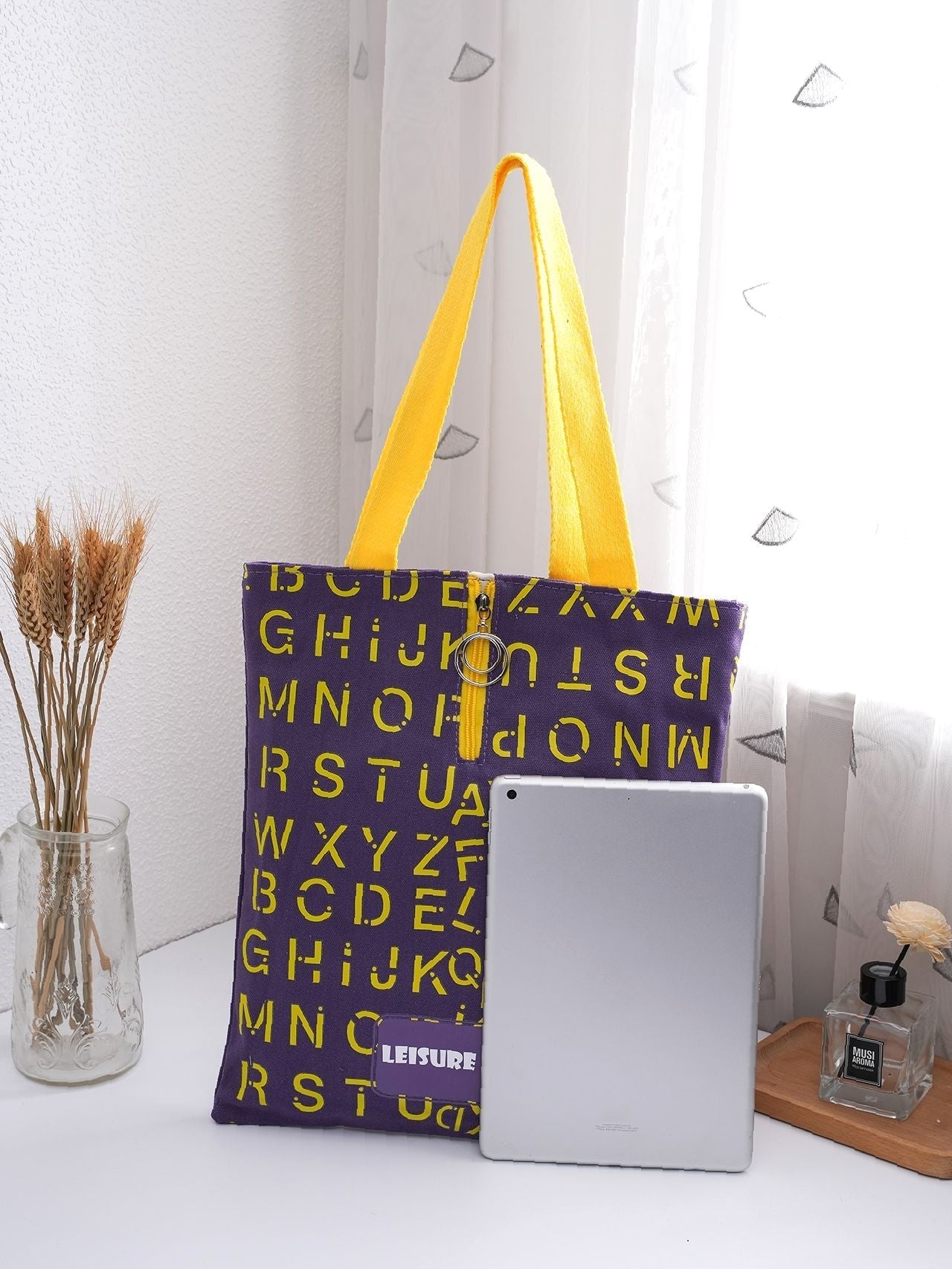 Futurecen - Letter Graphic Shoulder Tote Bag  - Women Tote Bags