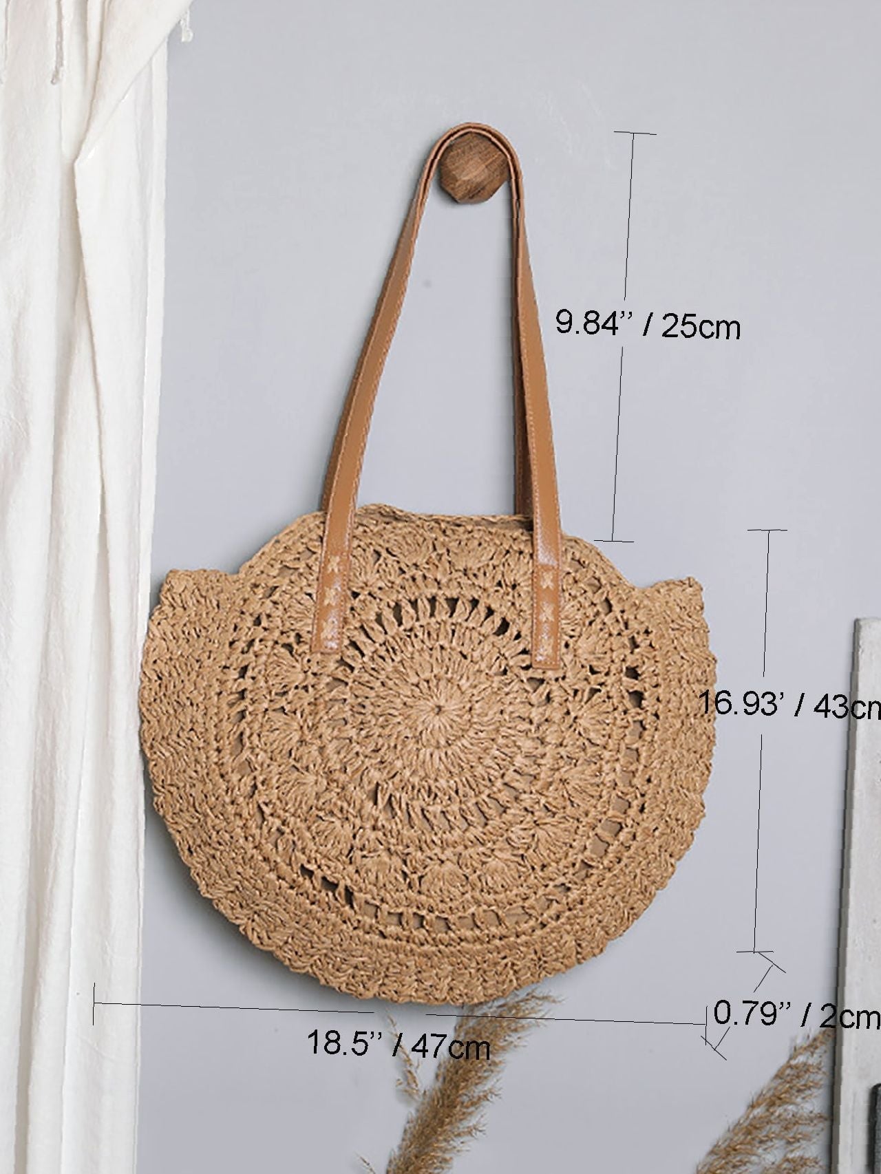 Futurecen - Hollow Out Circle Straw Bag  - Women Tote Bags