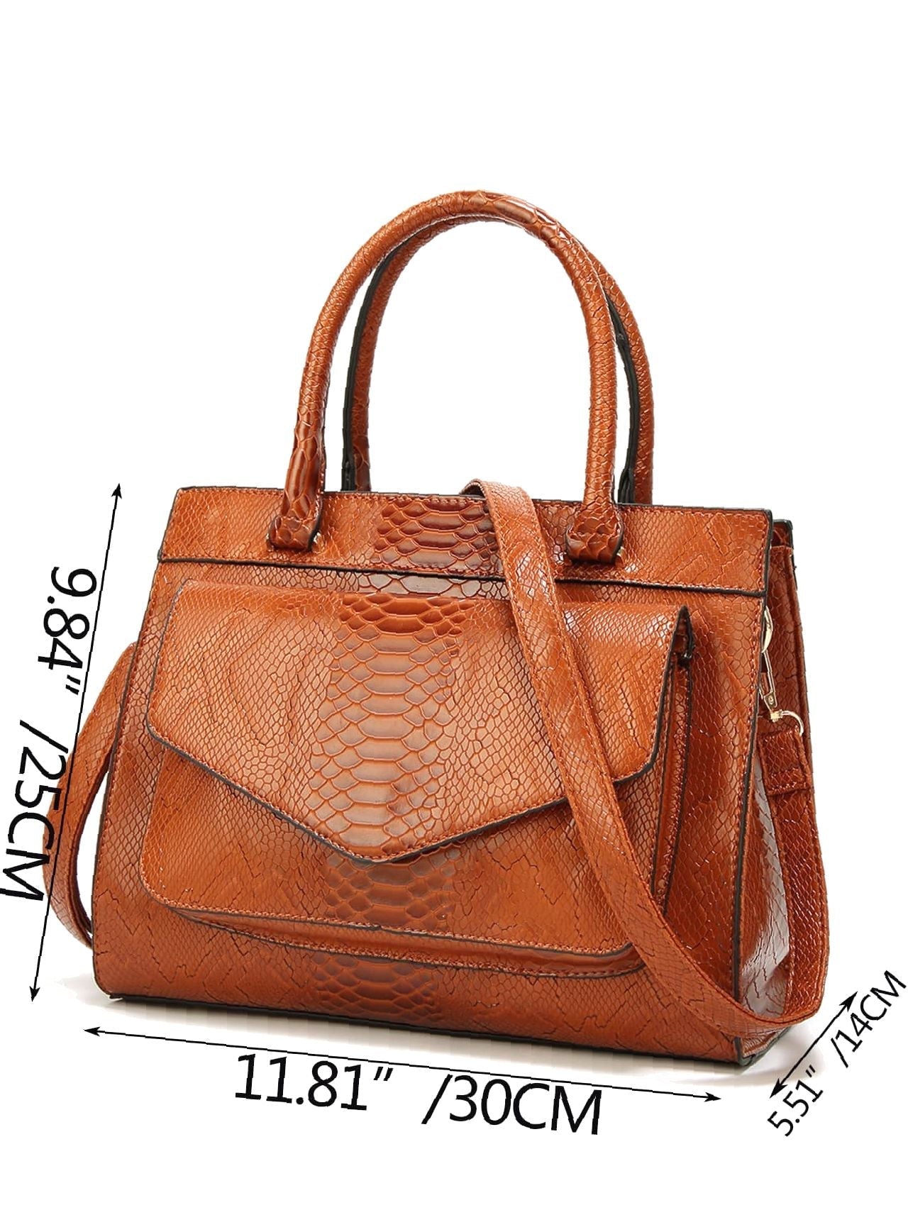 Futurecen - Minimalist Snake Embossed Top Handle Bag  - Women Tote Bags