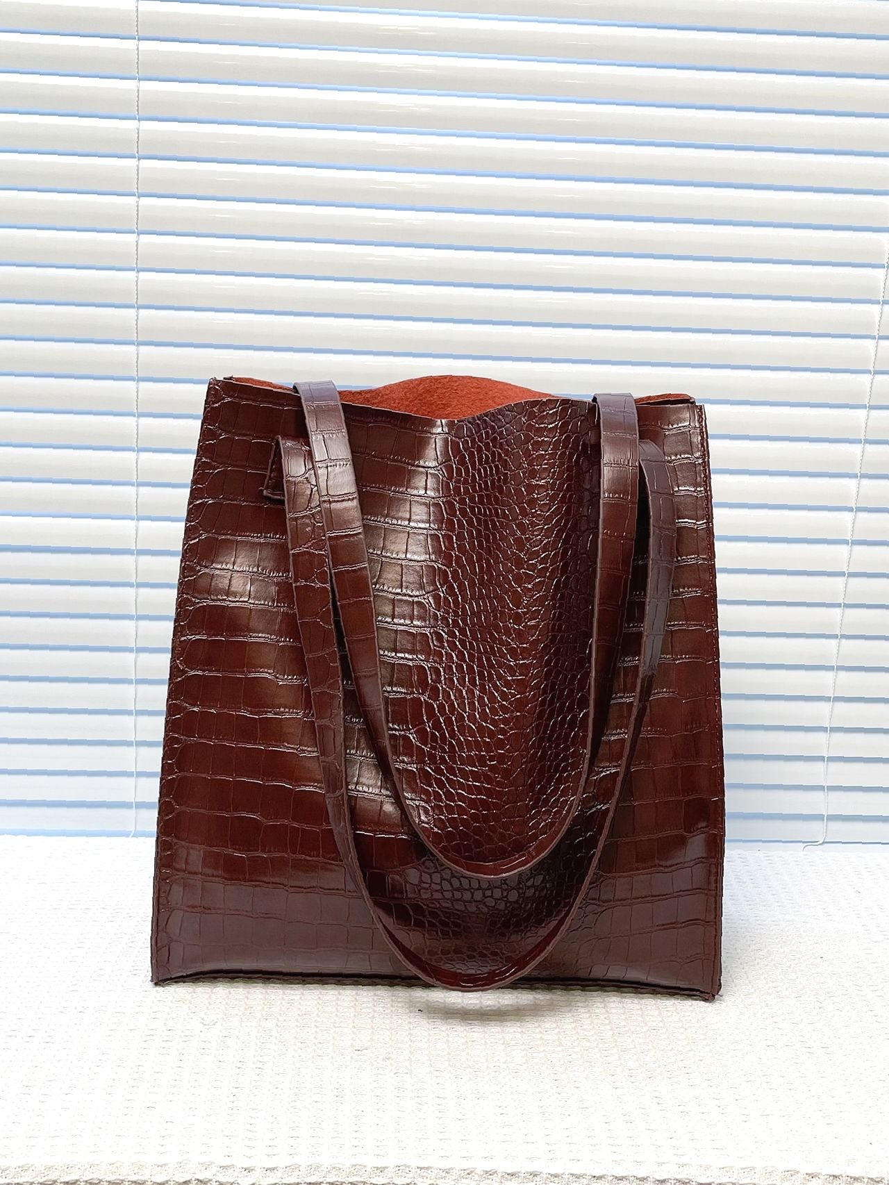 Futurecen - Crocodile Embossed Shoulder Tote Bag  - Women Tote Bags