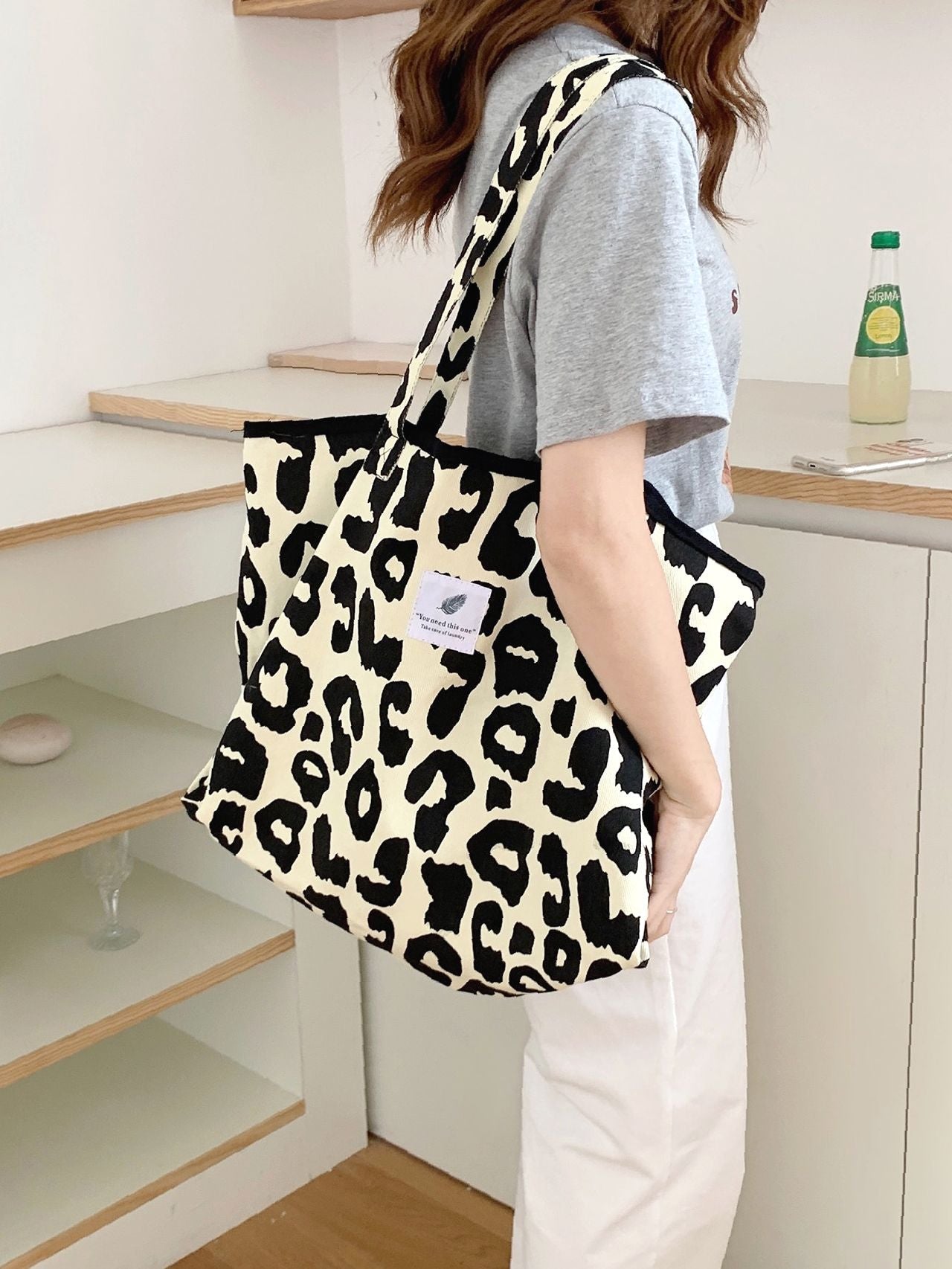 Futurecen - Leopard Tote Bag with Inner Pouch  - Women Tote Bags