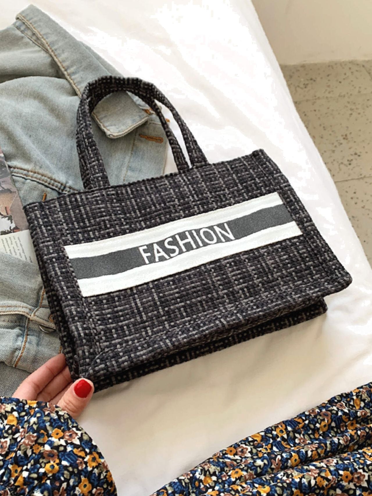 Futurecen - Letter Graphic Tote Bag  - Women Tote Bags