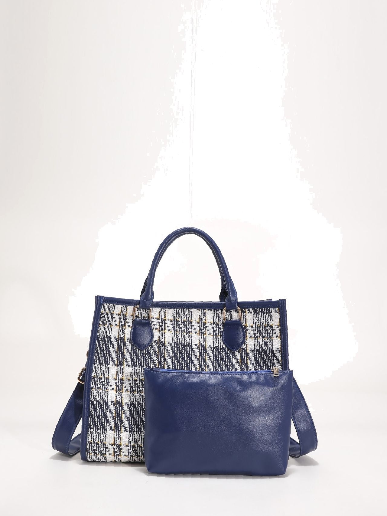 Futurecen - Plaid Top Handle Tote Bag with Inner Pouch  - Women Tote Bags