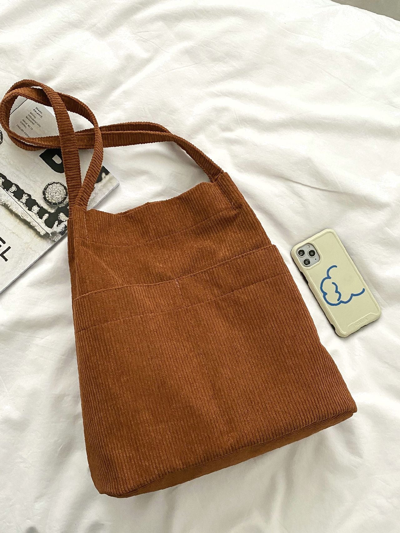 Futurecen - Minimalist Corduroy Tote Bag  - Women Tote Bags