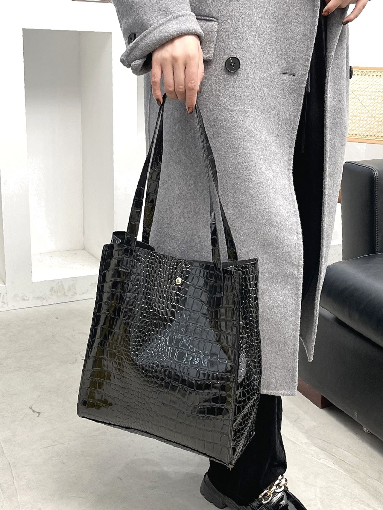 Futurecen - Crocodile Embossed Tote Bag  - Women Tote Bags