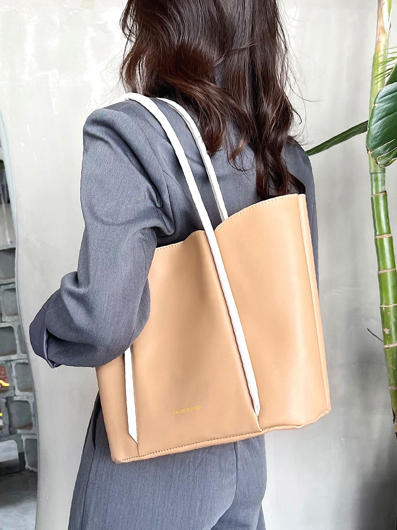 Futurecen - Contrast Binding Shoulder Tote Bag  - Women Tote Bags