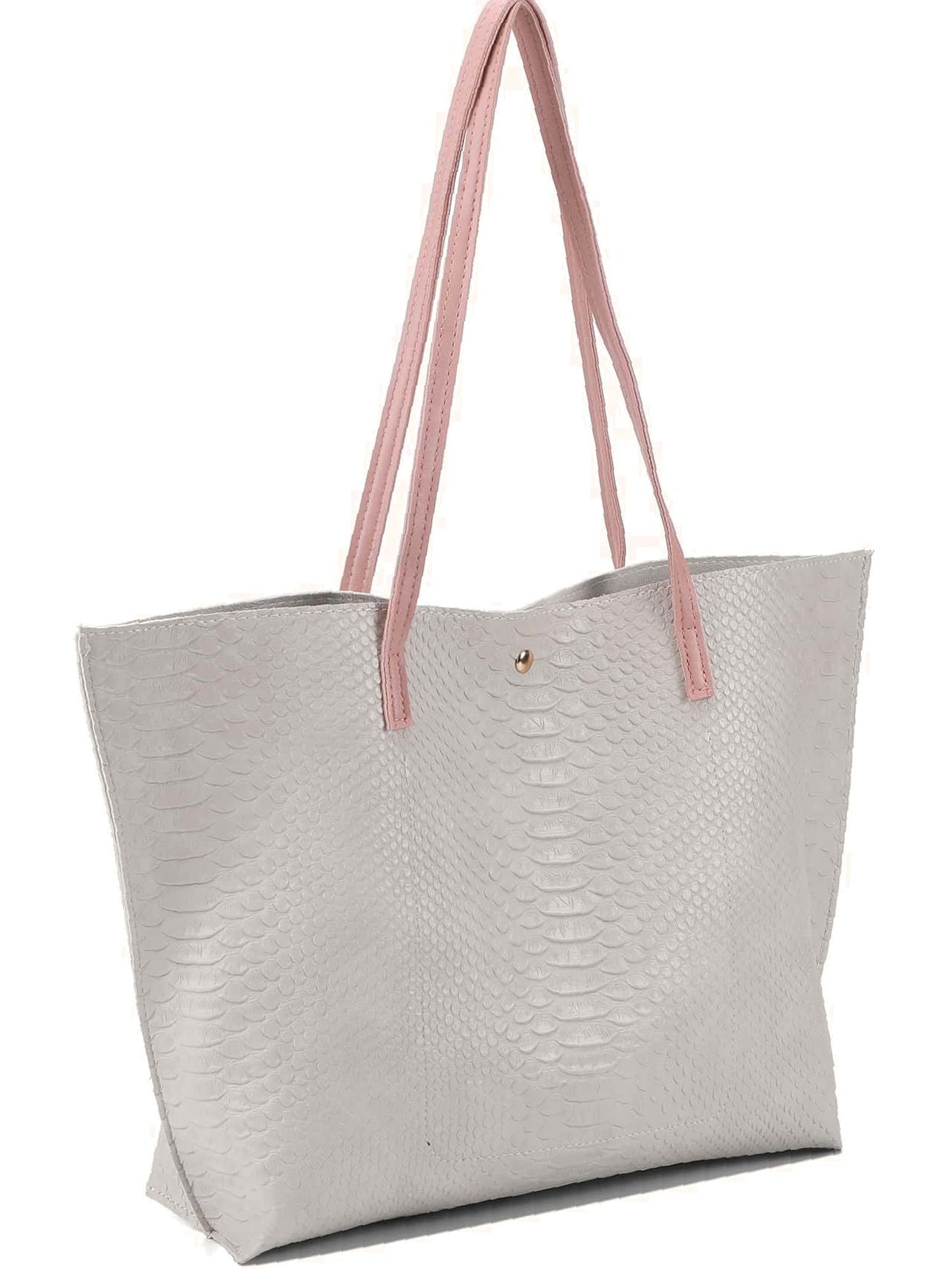 Futurecen - Metallic Pebble Embossed Tassel Decor Tote Bag  - Women Tote Bags