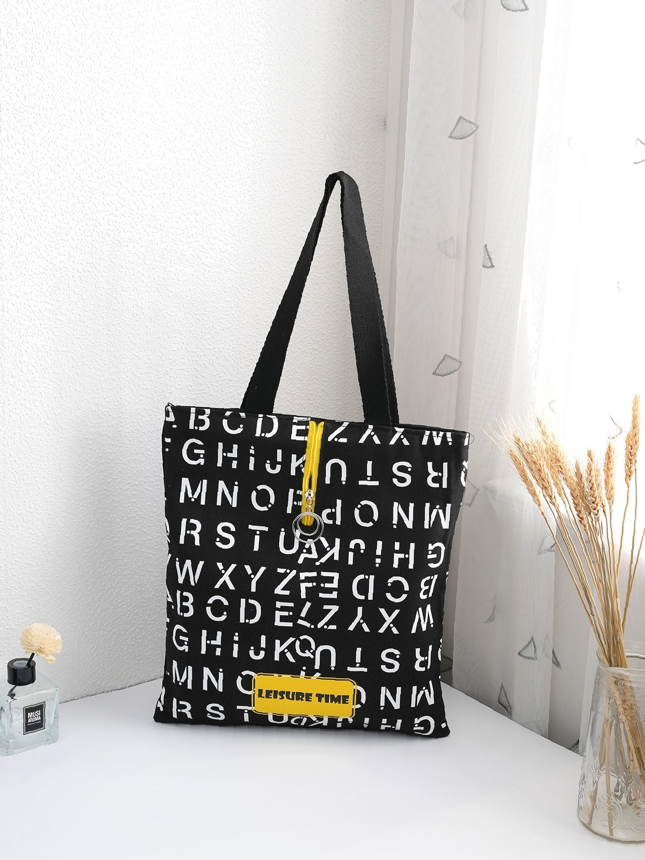 Futurecen - Letter Graphic Shoulder Tote Bag  - Women Tote Bags