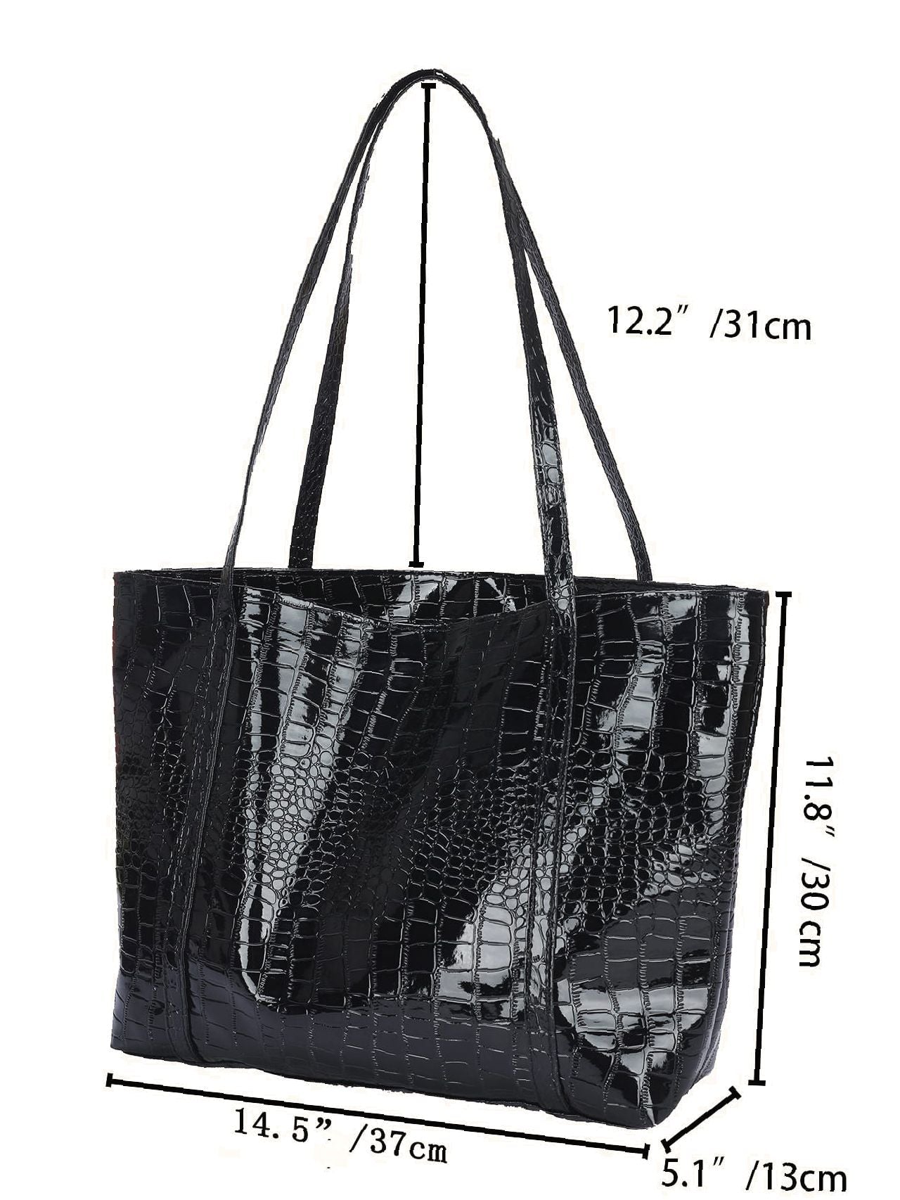 Futurecen - Crocodile Embossed Pattern Shoulder Tote Bag  - Women Tote Bags