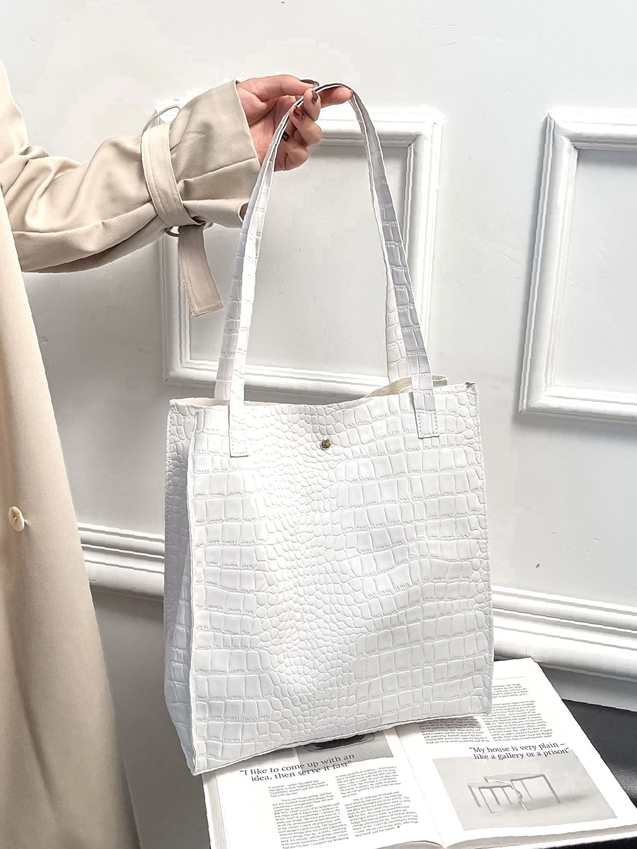 Futurecen - Crocodile Embossed Tote Bag  - Women Tote Bags