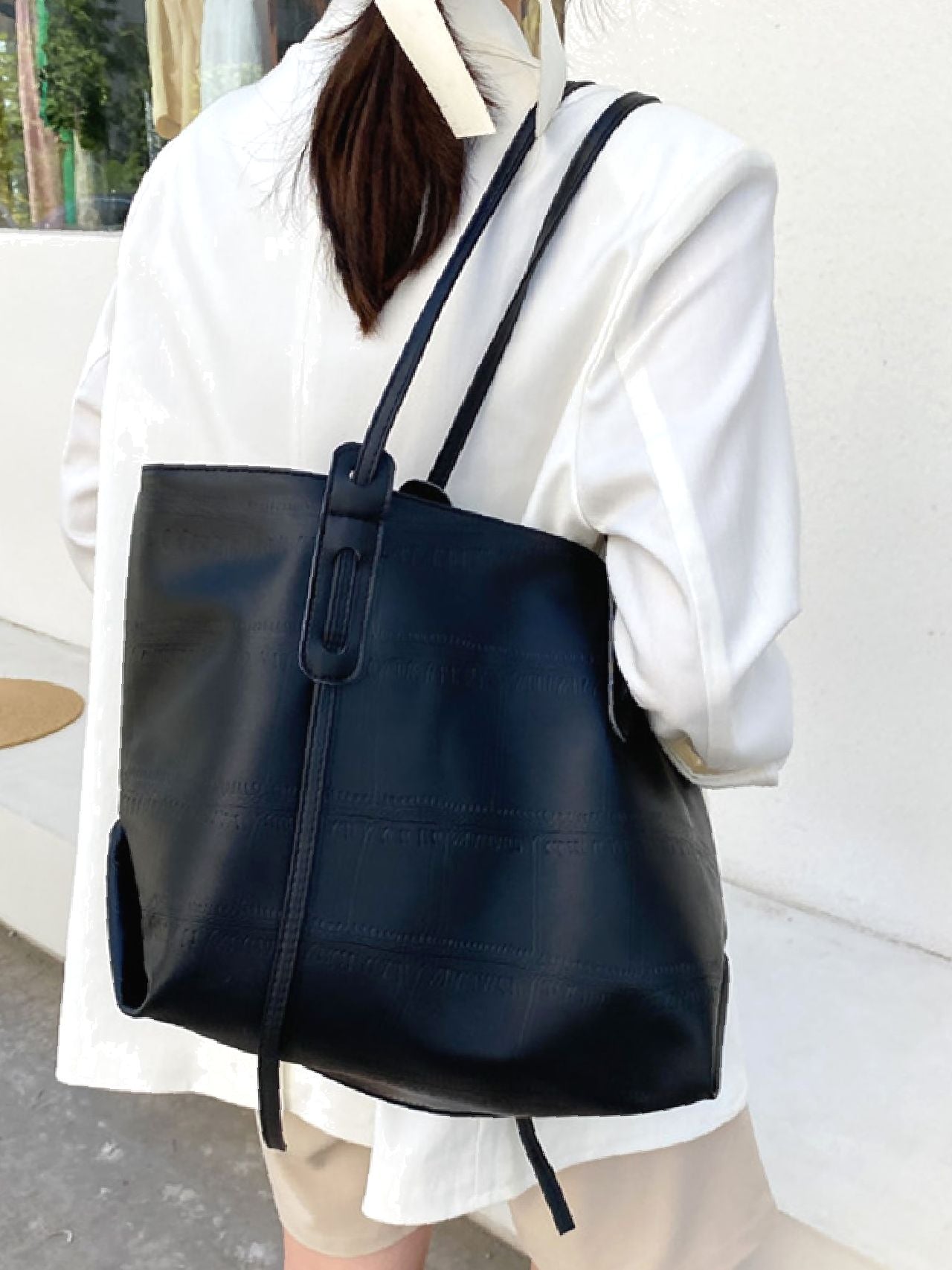 Futurecen - Minimalist Textured Shoulder Tote Bag  - Women Tote Bags