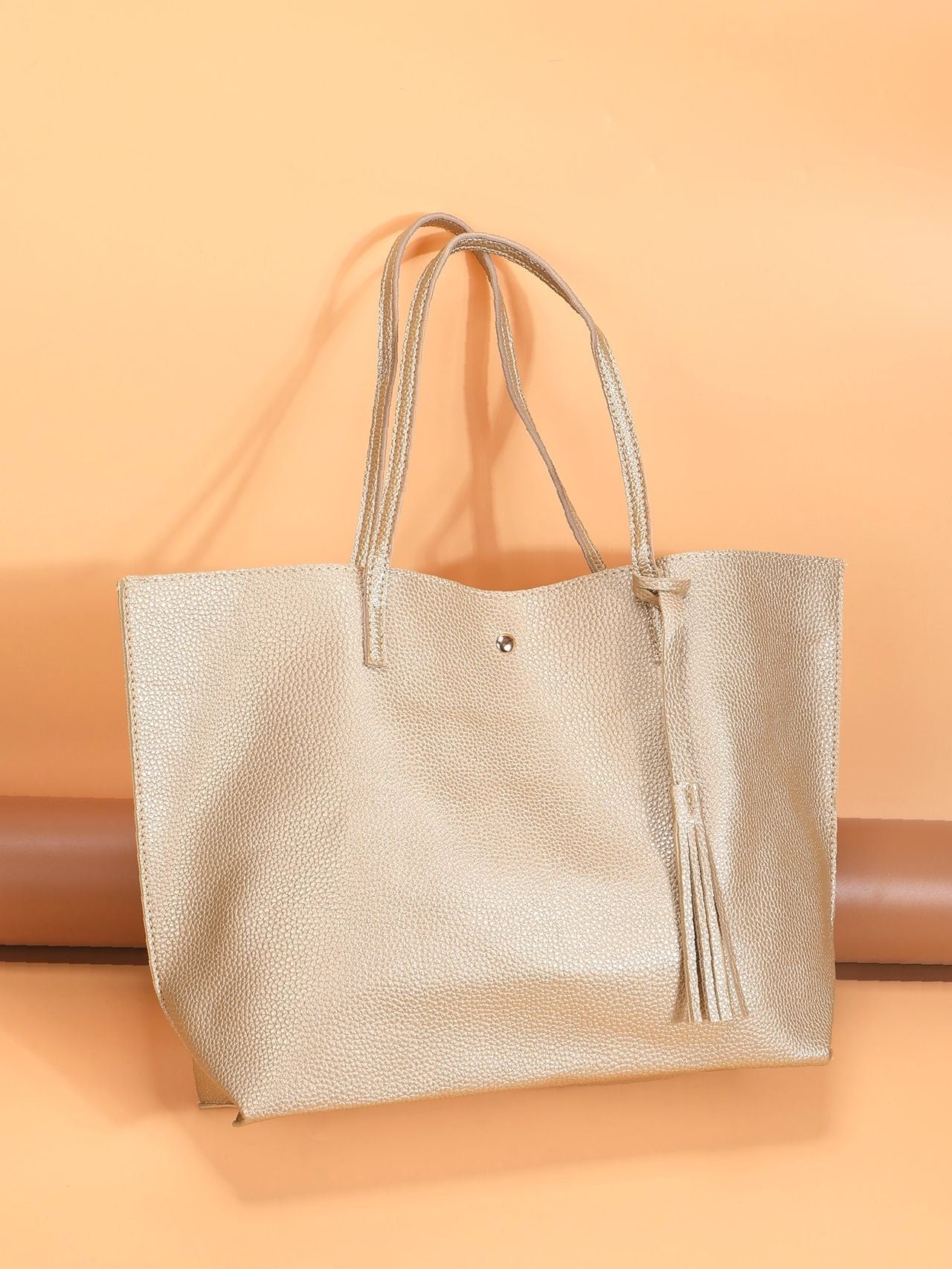 Futurecen - Pebble Embossed Tassel Decor Tote Bag  - Women Tote Bags