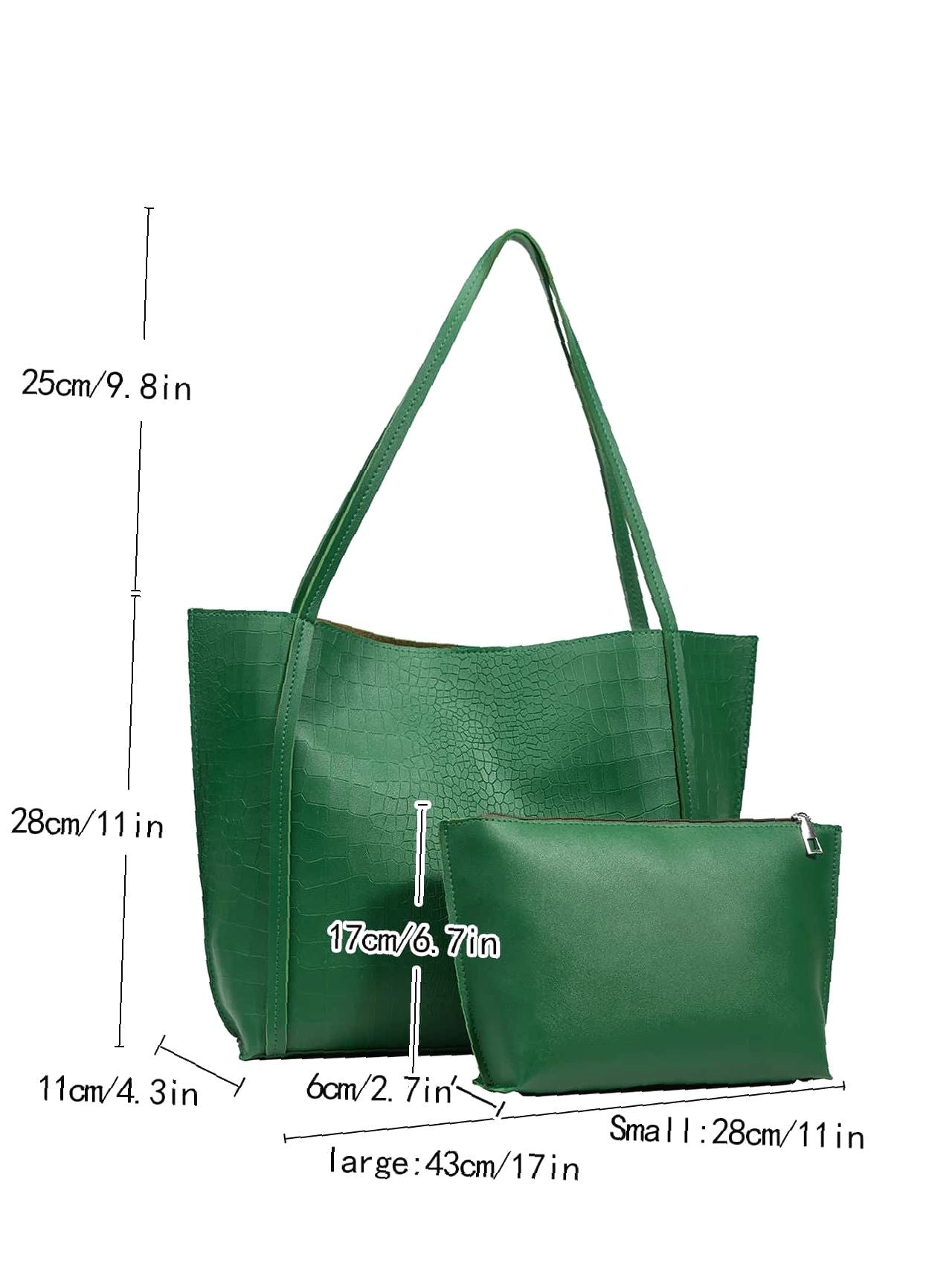 Futurecen - Crocodile Embossed Tote Bag with Inner Pouch  - Women Tote Bags