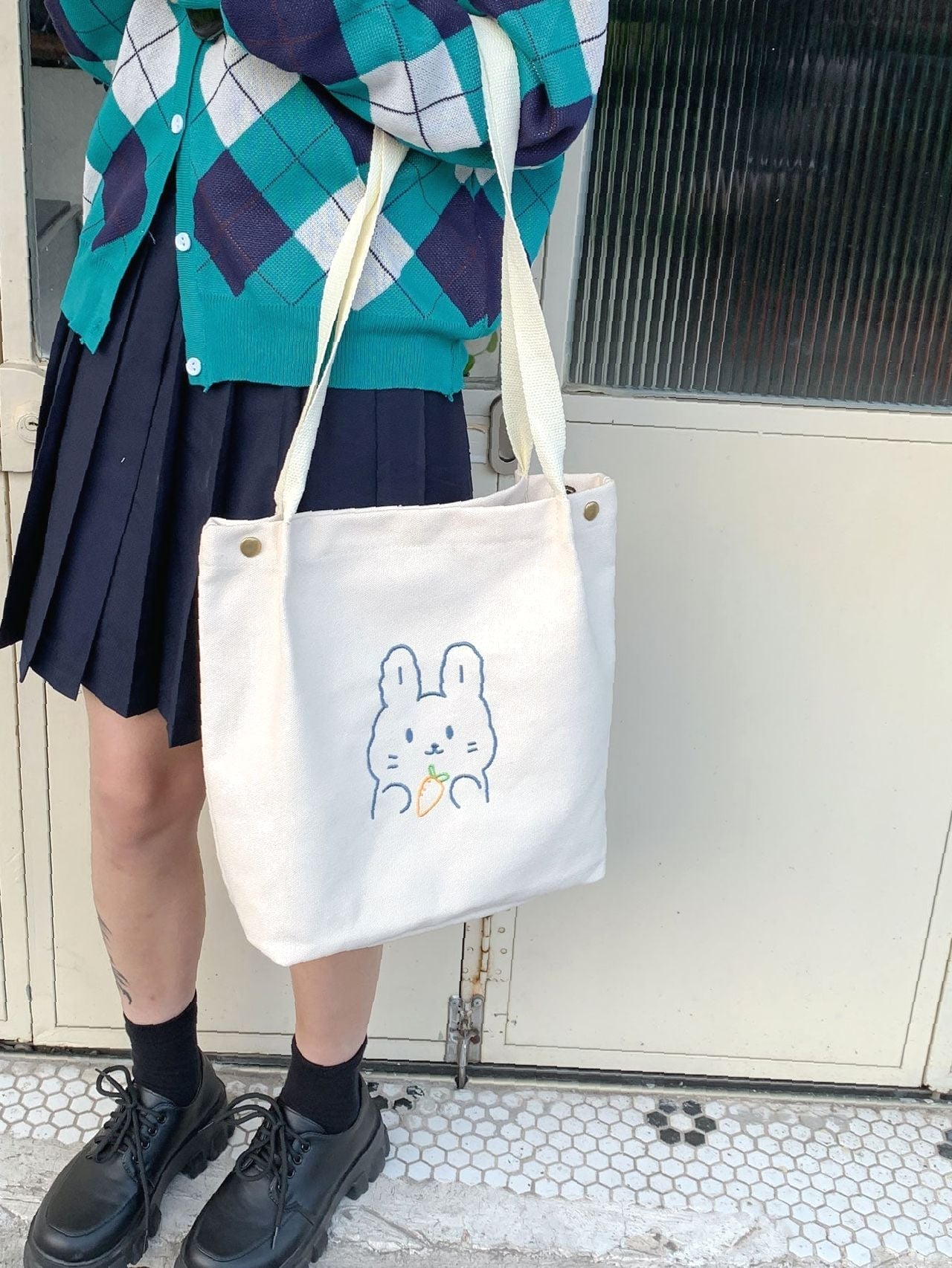 Futurecen - Cartoon Rabbit Graphic Shopper Bag  - Women Tote Bags