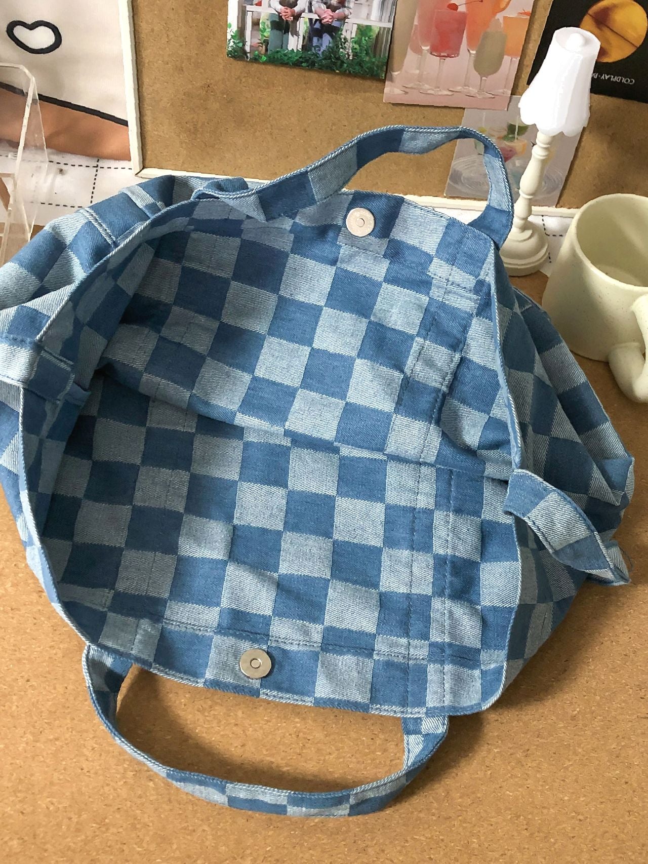 Futurecen - Checkered Graphic Shopper Bag  - Women Tote Bags