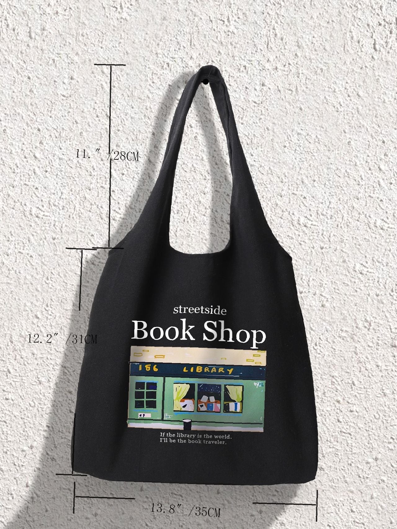 Futurecen - Letter Graphic Canvas Shopper Bag  - Women Tote Bags