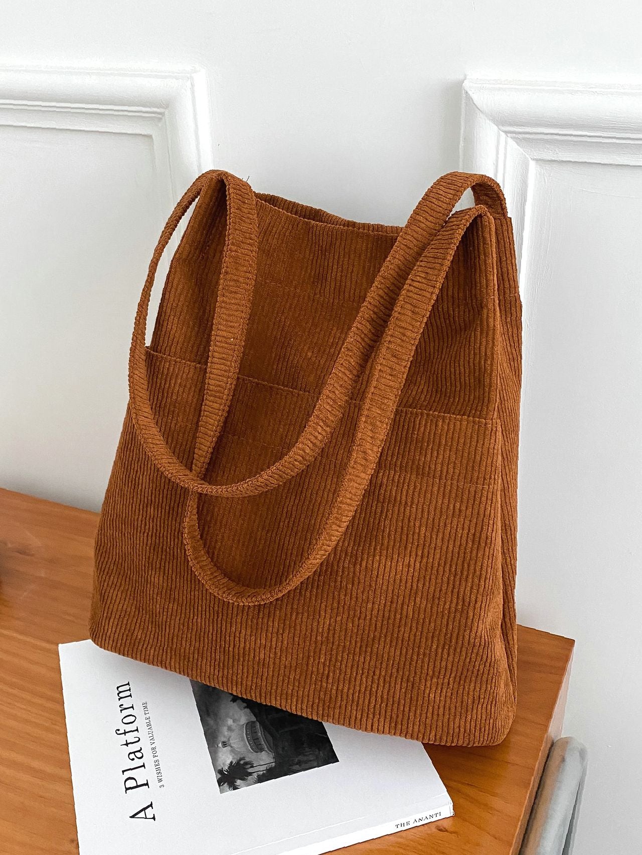 Futurecen - Minimalist Corduroy Tote Bag  - Women Tote Bags