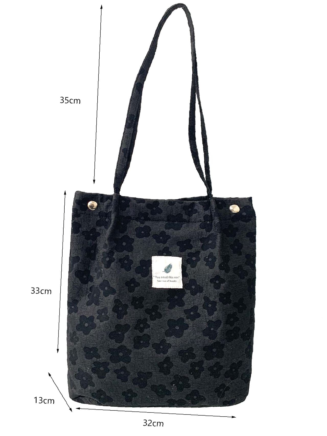 Futurecen - Floral Graphic Letter Patch Shopper Bag  - Women Tote Bags