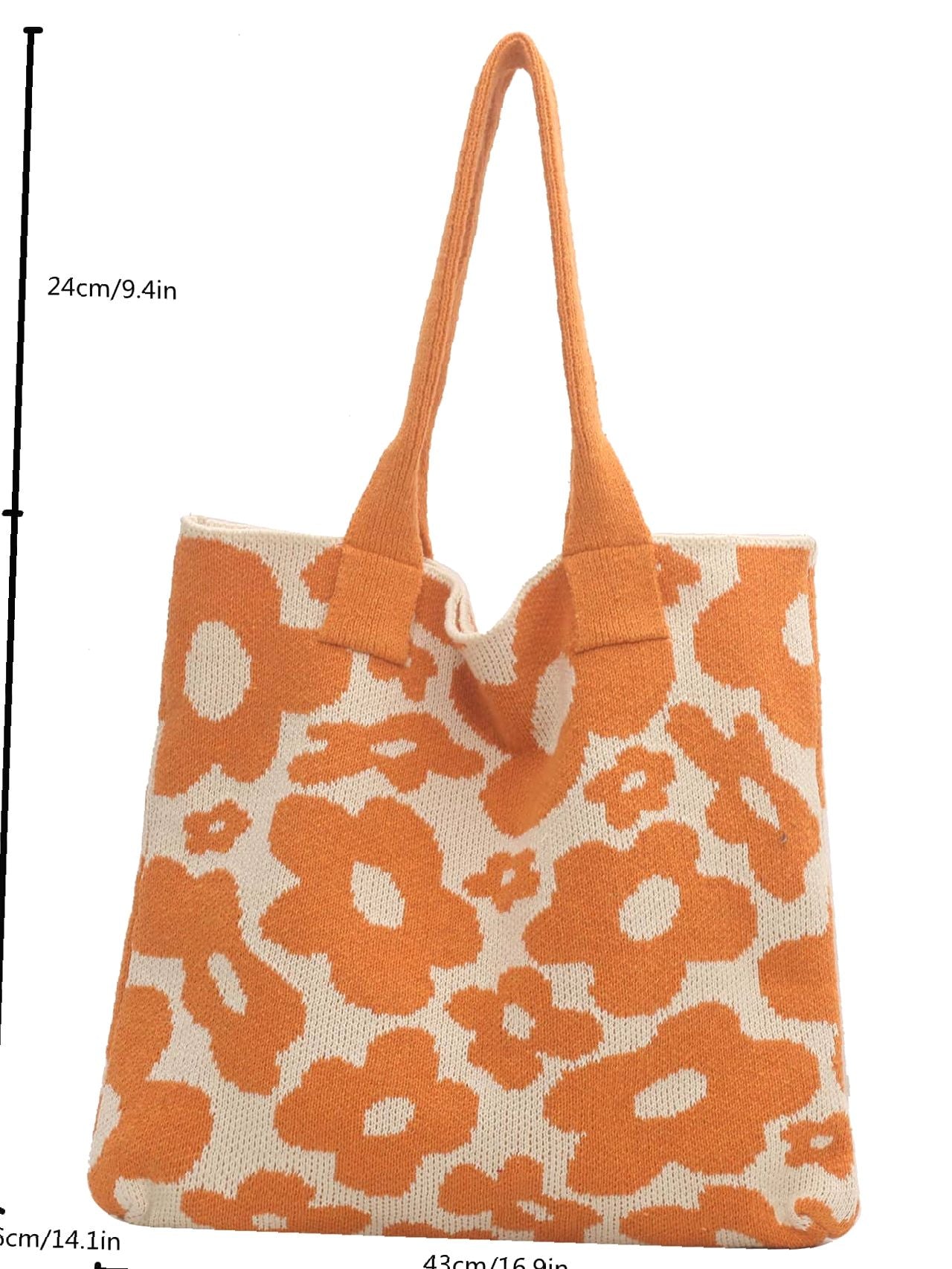 Futurecen - Floral Graphic Large Capacity Crochet Bag  - Women Tote Bags