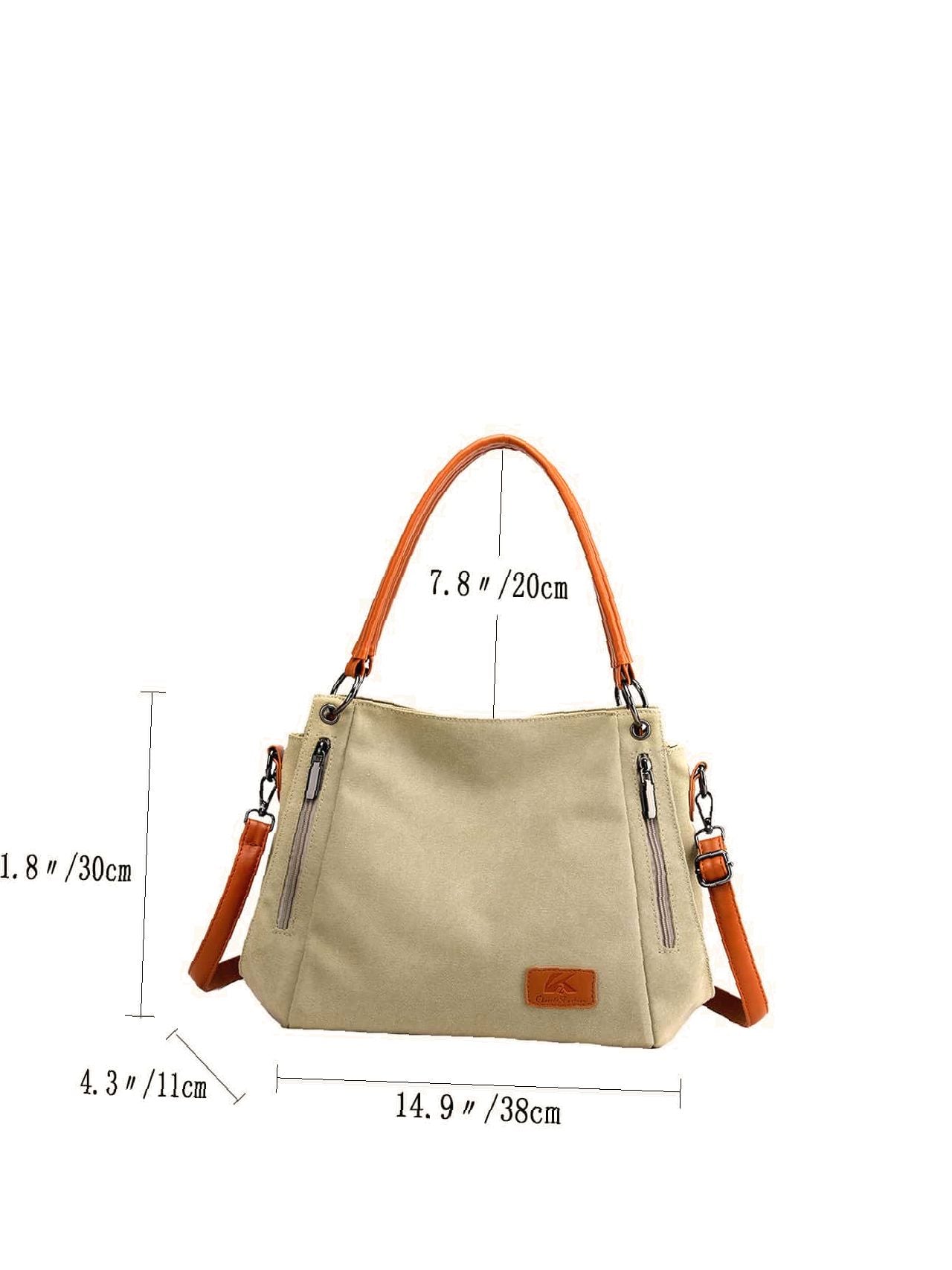 Futurecen - Zipper Decor Two Tone Shoulder Tote Bag  - Women Tote Bags