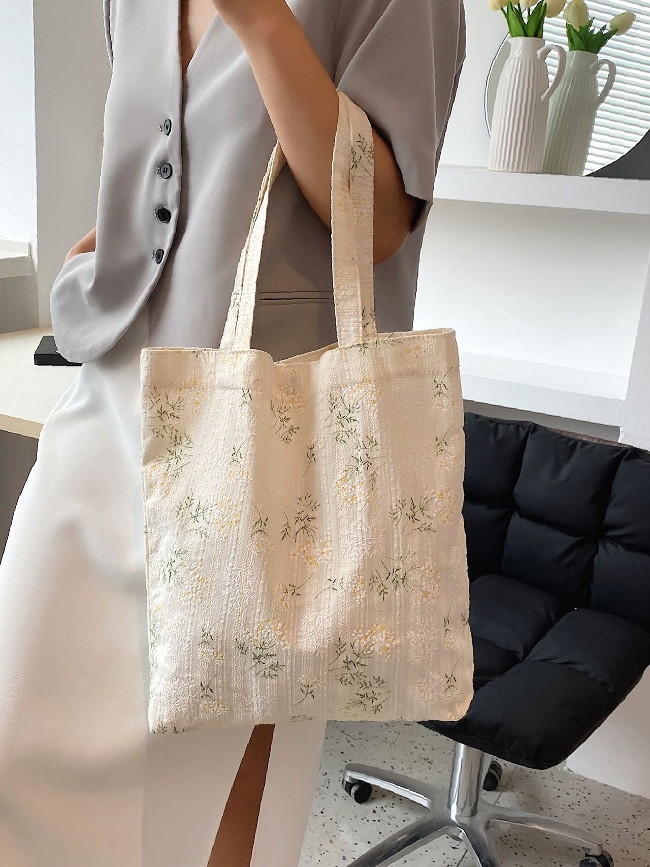 Futurecen - Floral Pattern Shoulder Tote Bag  - Women Tote Bags