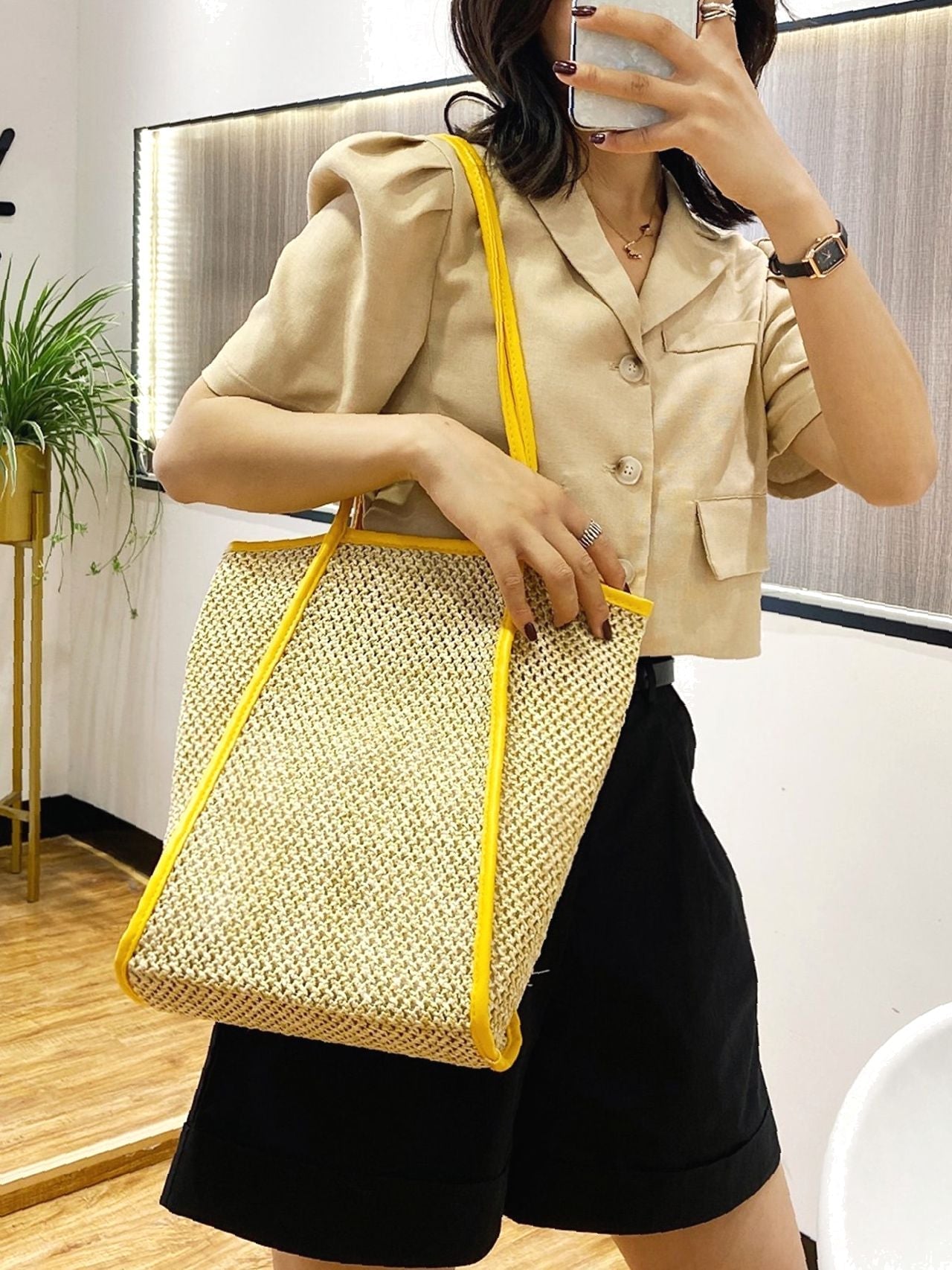 Futurecen - Minimalist Straw Bag  - Women Tote Bags