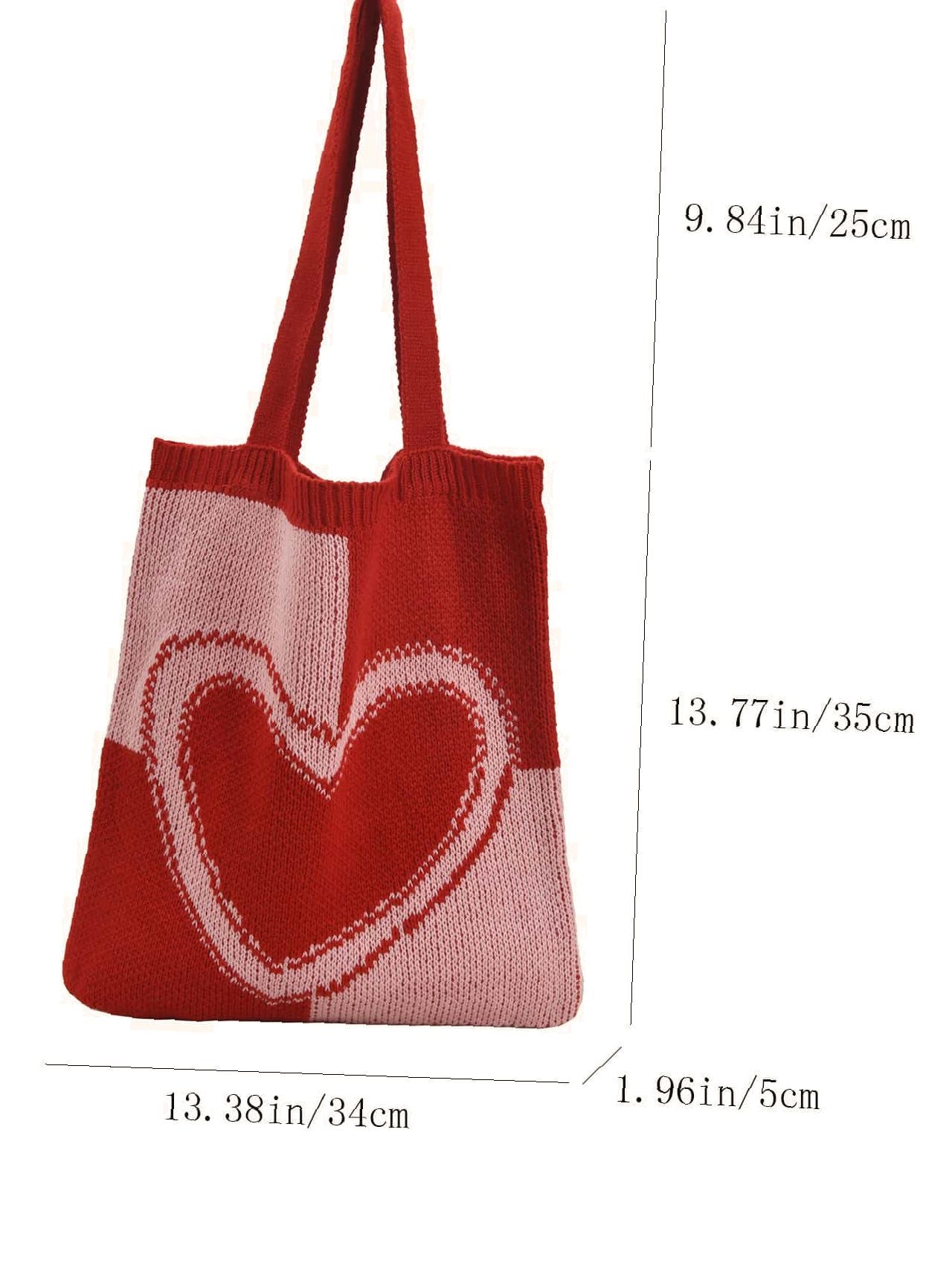 Futurecen - Heart Graphic Crochet Tote Bag  - Women Tote Bags