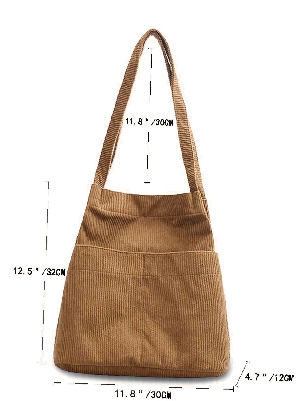 Futurecen - Side Pocket Corduroy Tote Bag  - Women Tote Bags